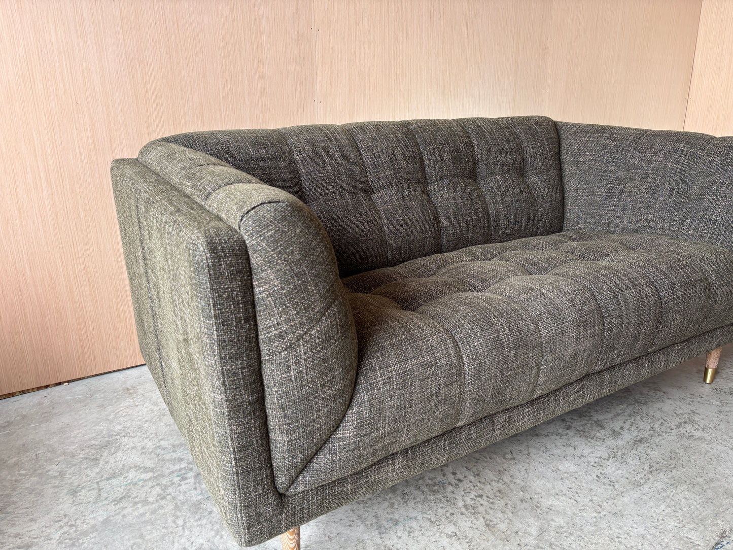 MCM Chesterfield Fabric Sofa Couch and Loveseat Set
