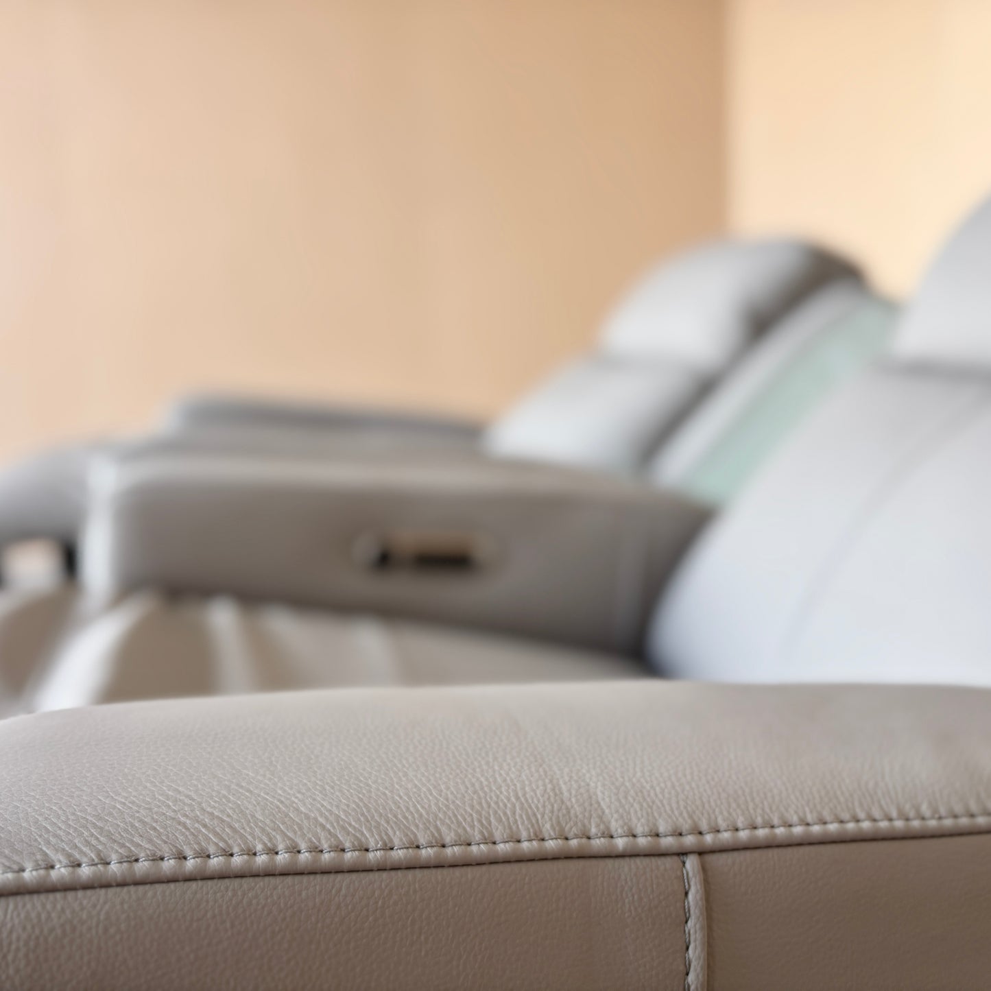 Grey Power Leather Recliner Set with Power Headrest