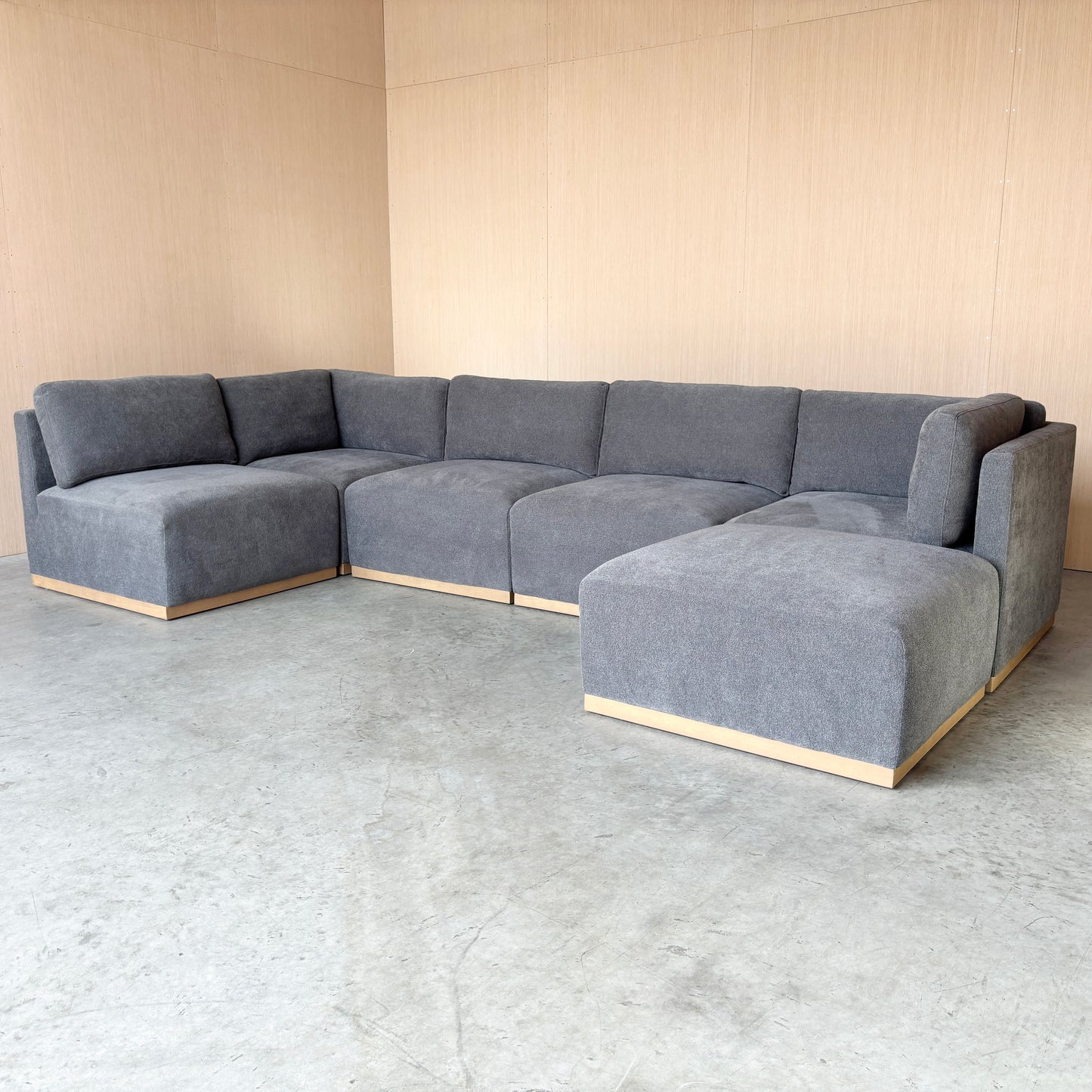 Grey Fabric Modular Sectional with Ottoman