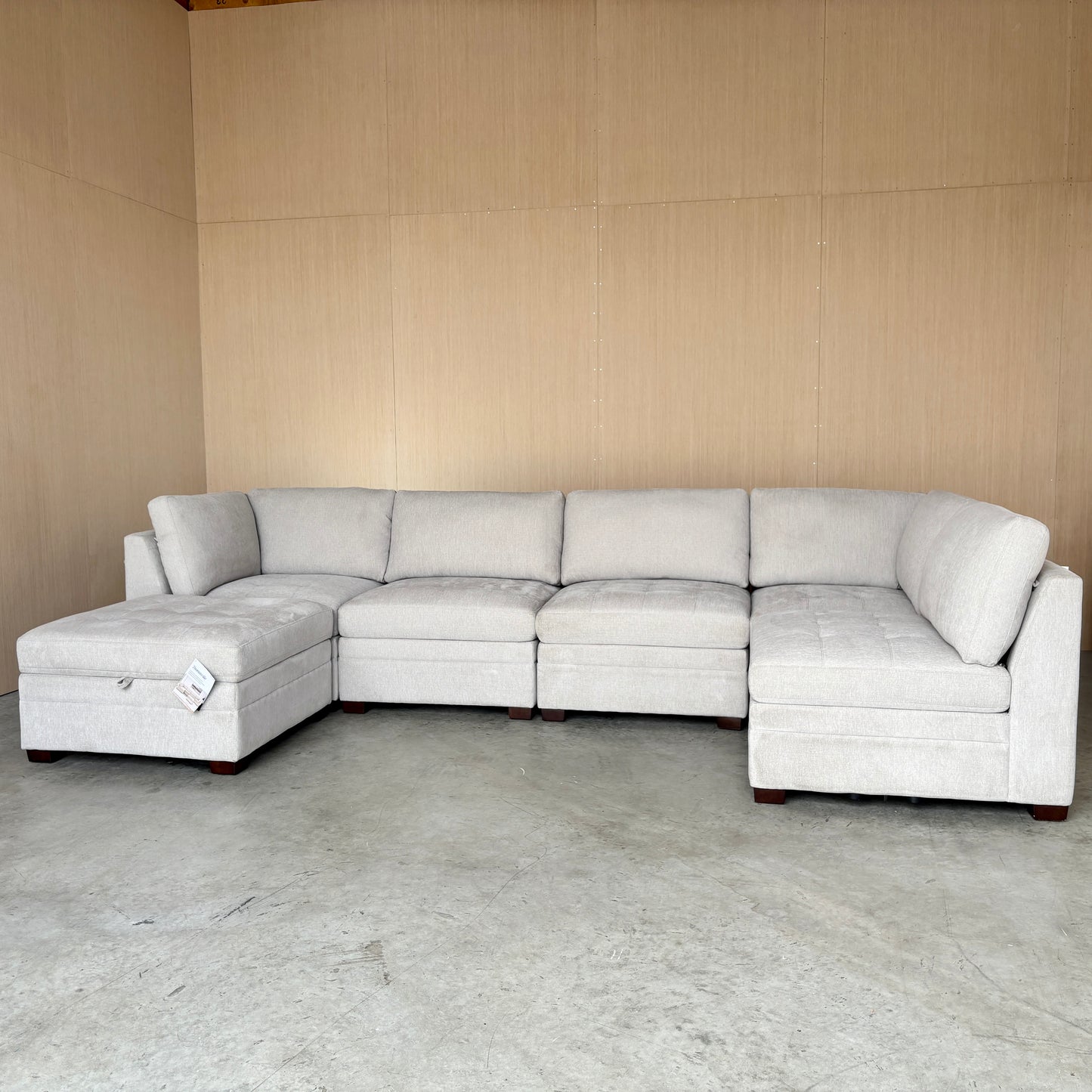 Thomasville Modular Sectional Couch Beige with Storage Ottoman