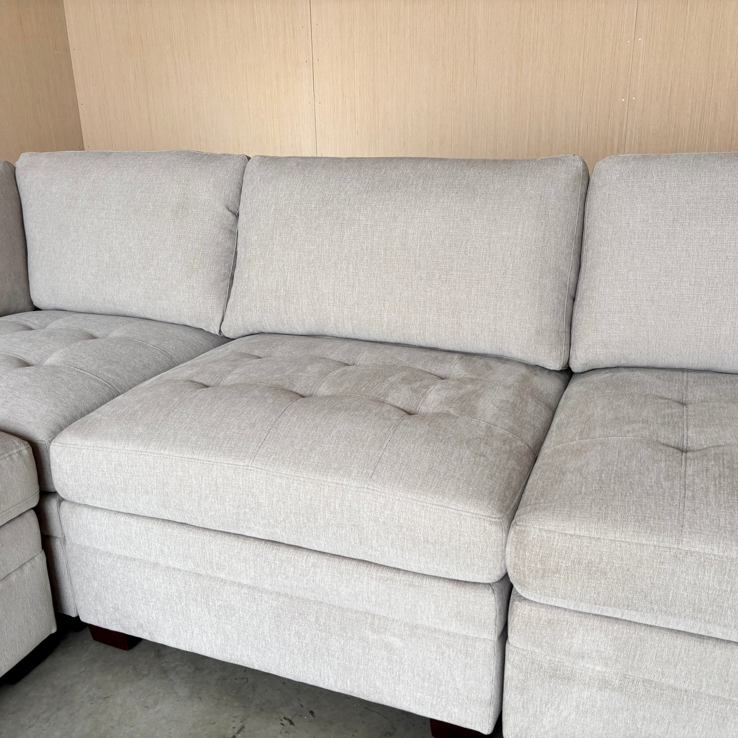 Thomasville Modular Sectional Couch Beige with Storage Ottoman