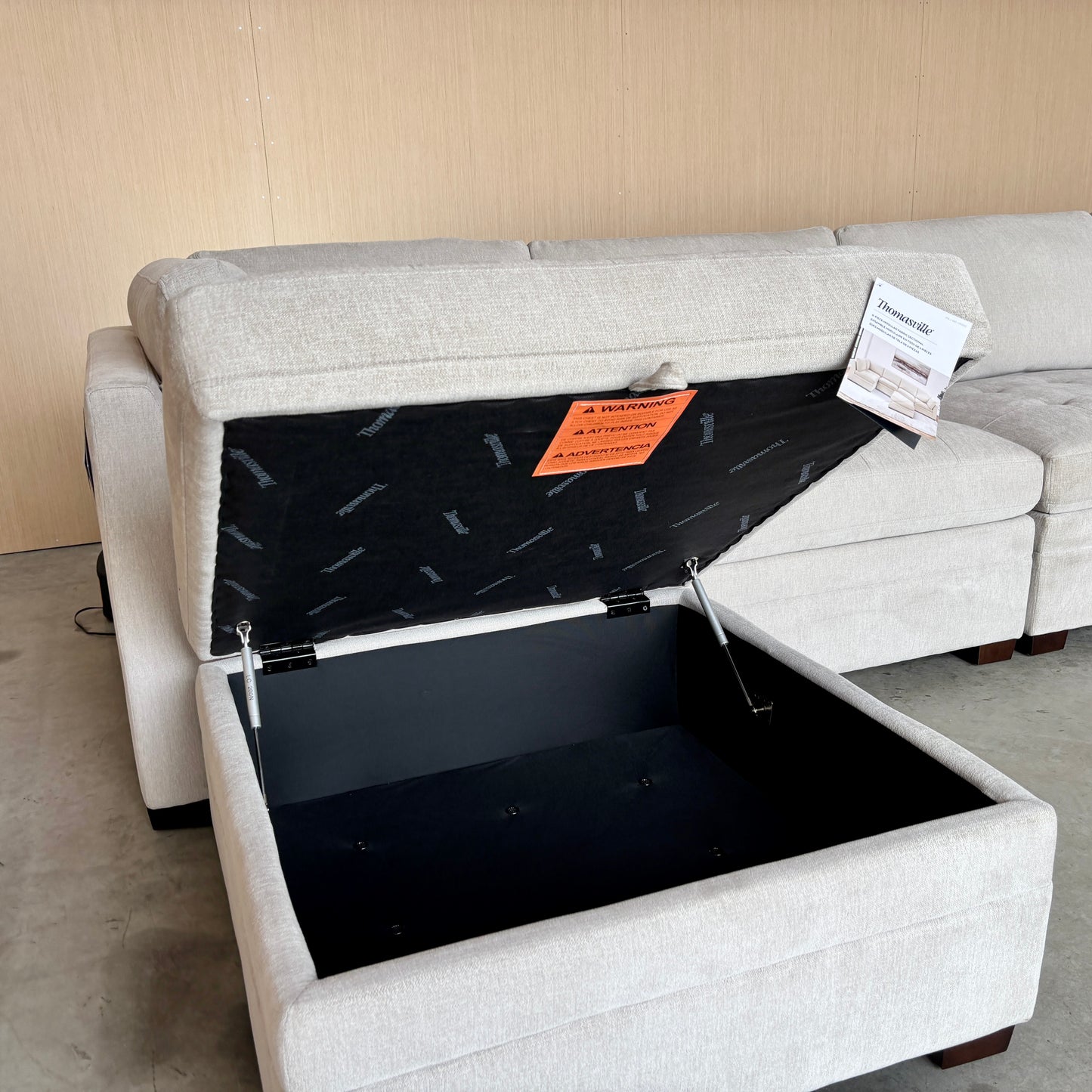 Thomasville Modular Sectional Couch Beige with Storage Ottoman