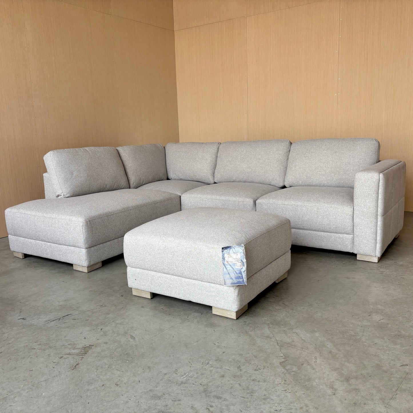 Grey Fabric Sectional with Ottoman - Like New w/Tags!