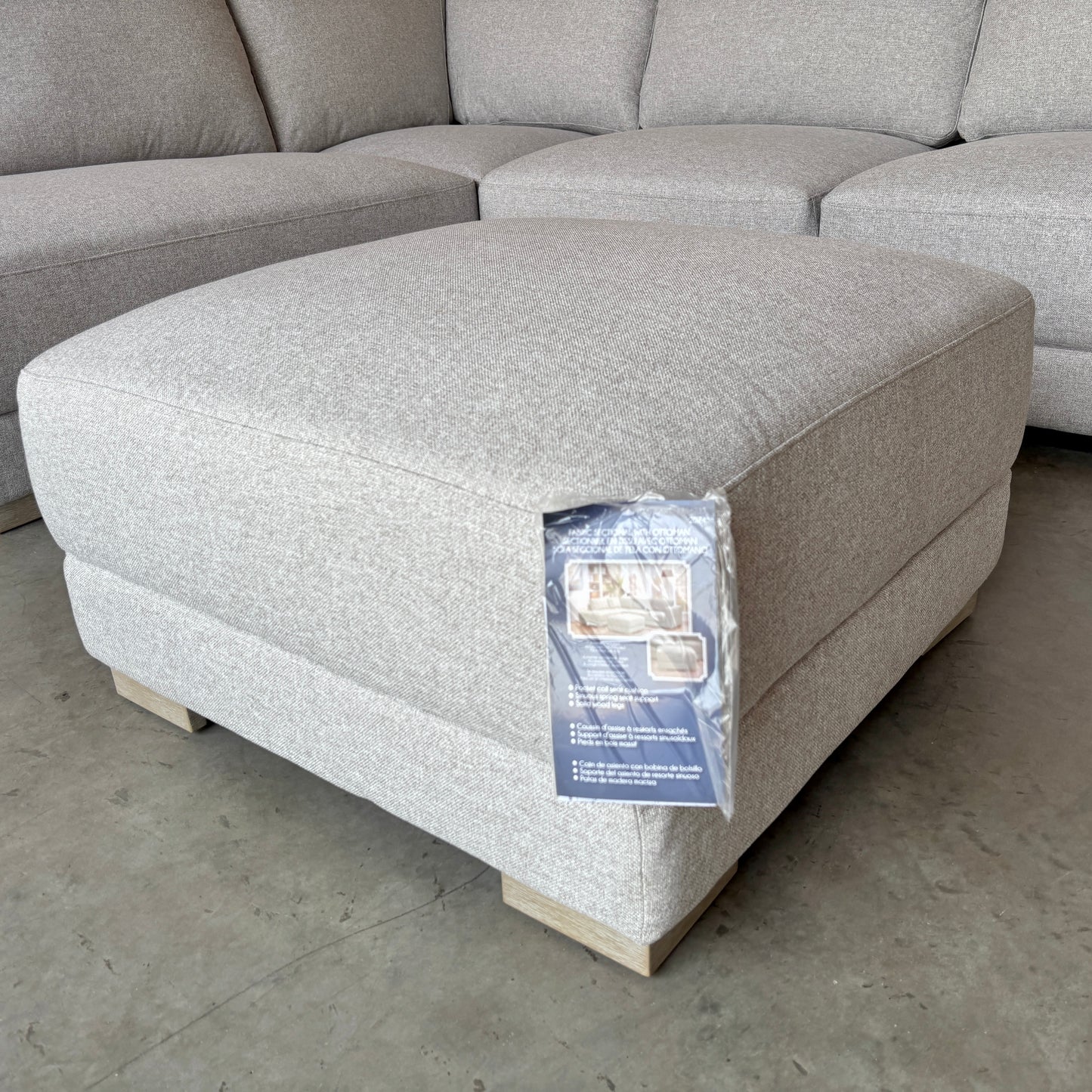 Grey Fabric Sectional with Ottoman - Like New w/Tags!