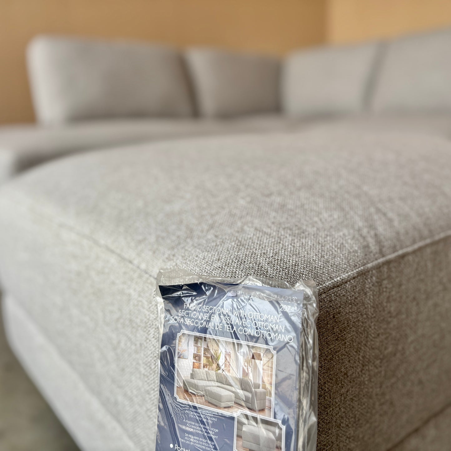 Grey Fabric Sectional with Ottoman - Like New w/Tags!