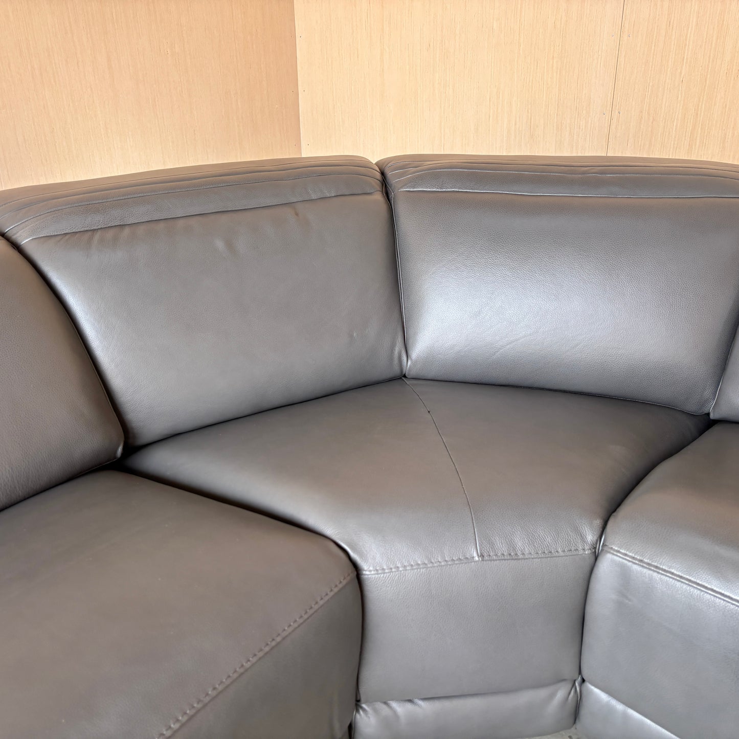 Grey Leather Power Reclining Sectional with Power Headrests - Like New w/Tags!