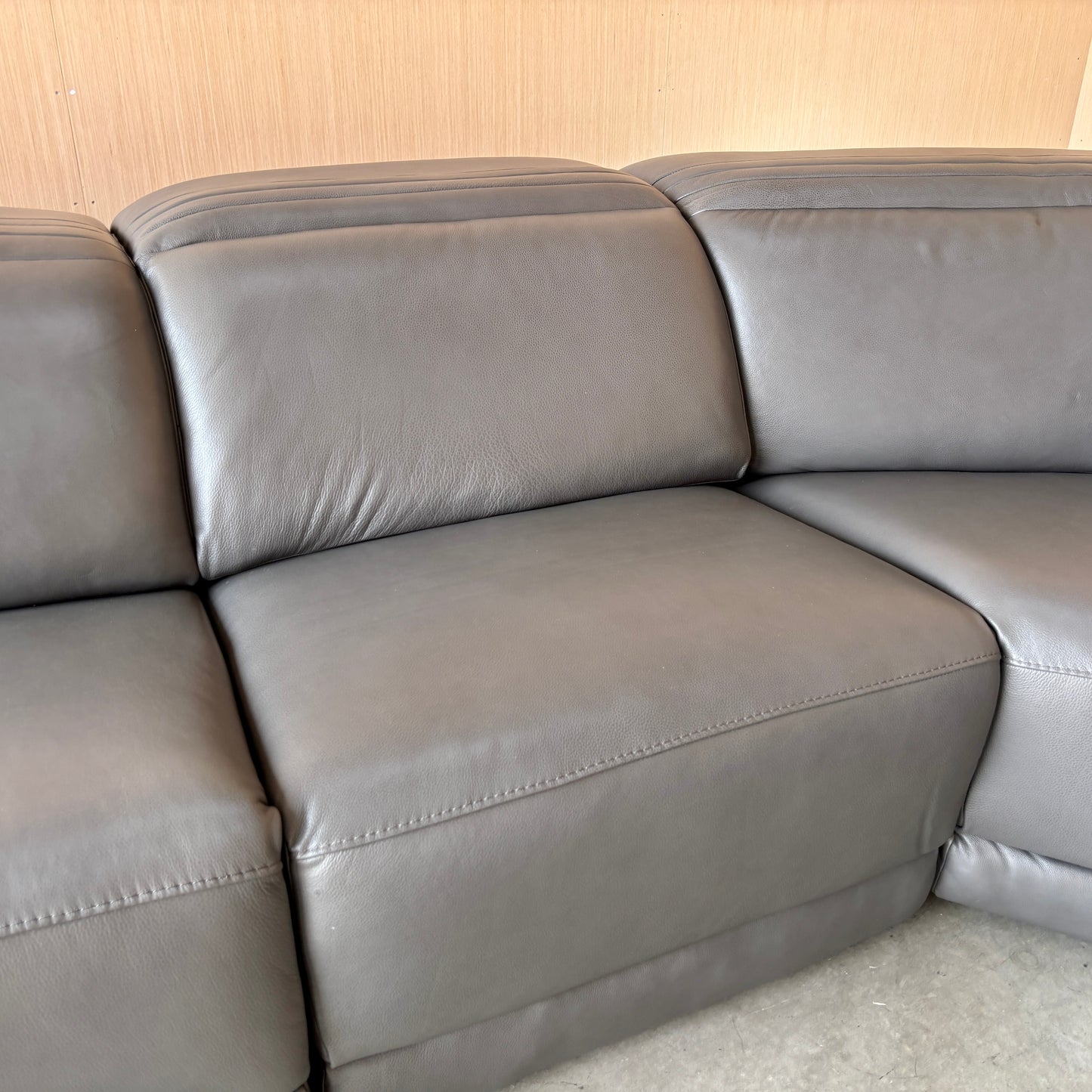 Grey Leather Power Reclining Sectional with Power Headrests - Like New w/Tags!