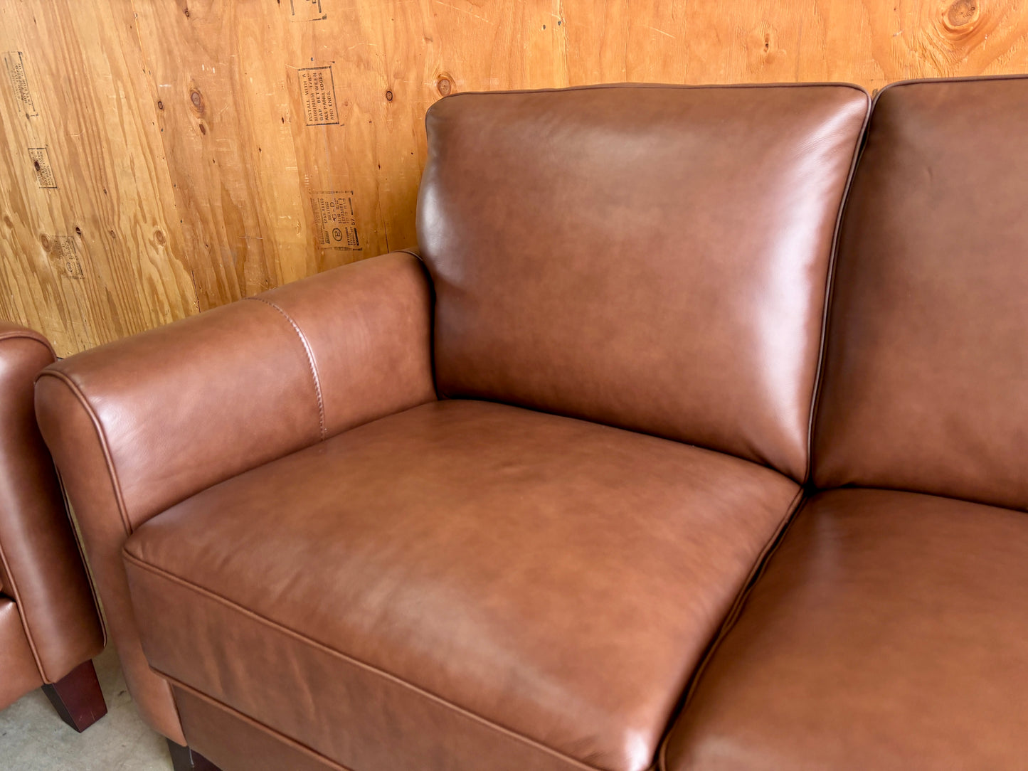Real Leather Couch and Loveseat Set - Like NEW!!