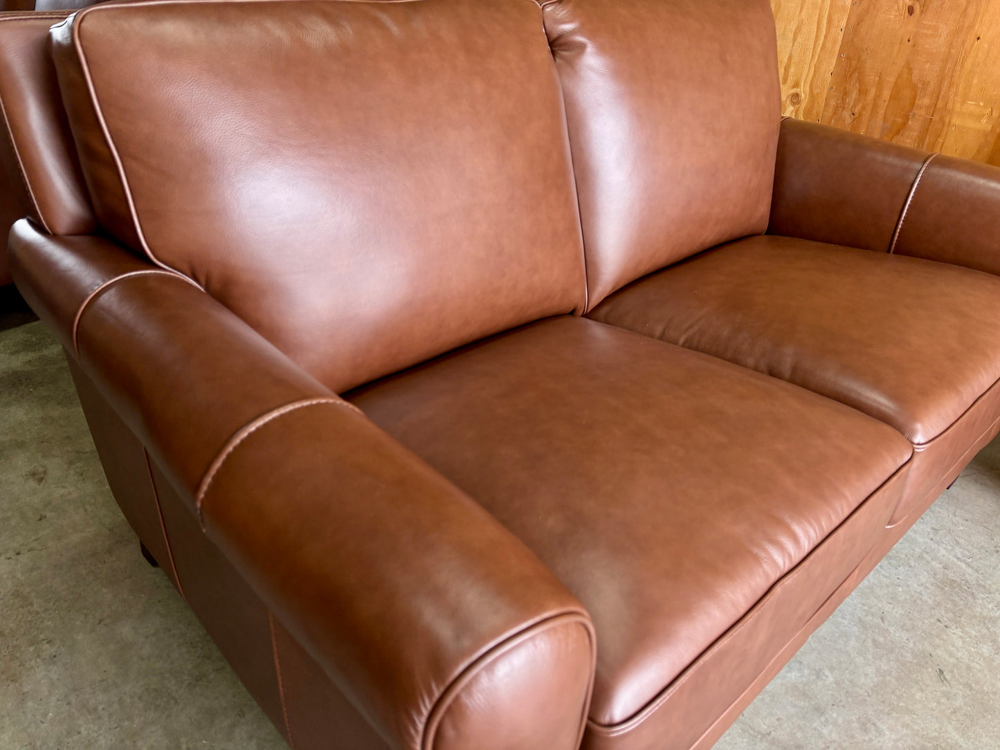Real Leather Couch and Loveseat Set - Like NEW!!
