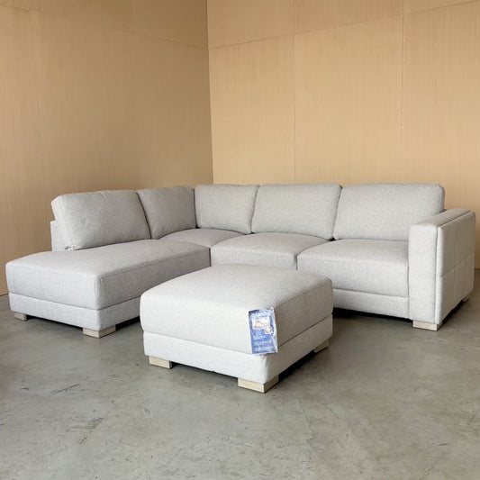 Grey Fabric Sectional with Ottoman - Like New w/Tags!