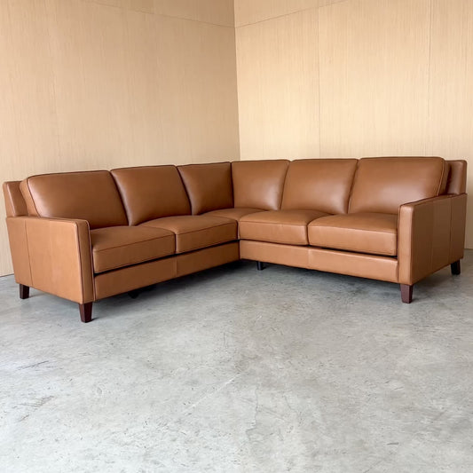 Camel Leather Sectional Couch