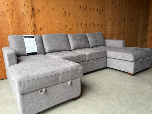 Grey Sectional Sleeper Couch with Double Storage Chaise