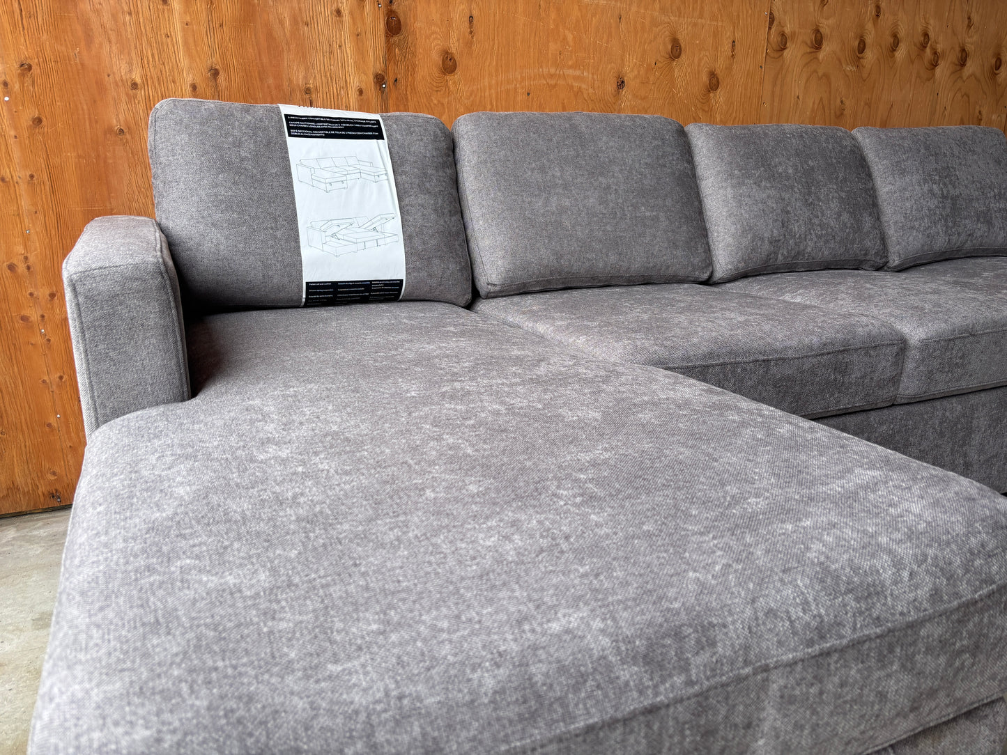 Grey Sectional Sleeper Couch with Double Storage Chaise
