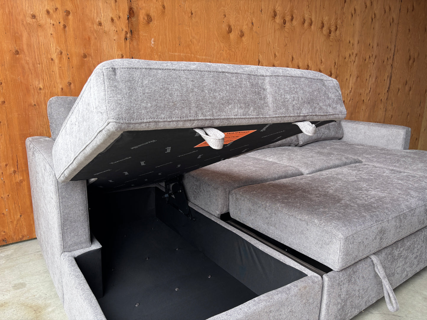 Grey Sectional Sleeper Couch with Double Storage Chaise