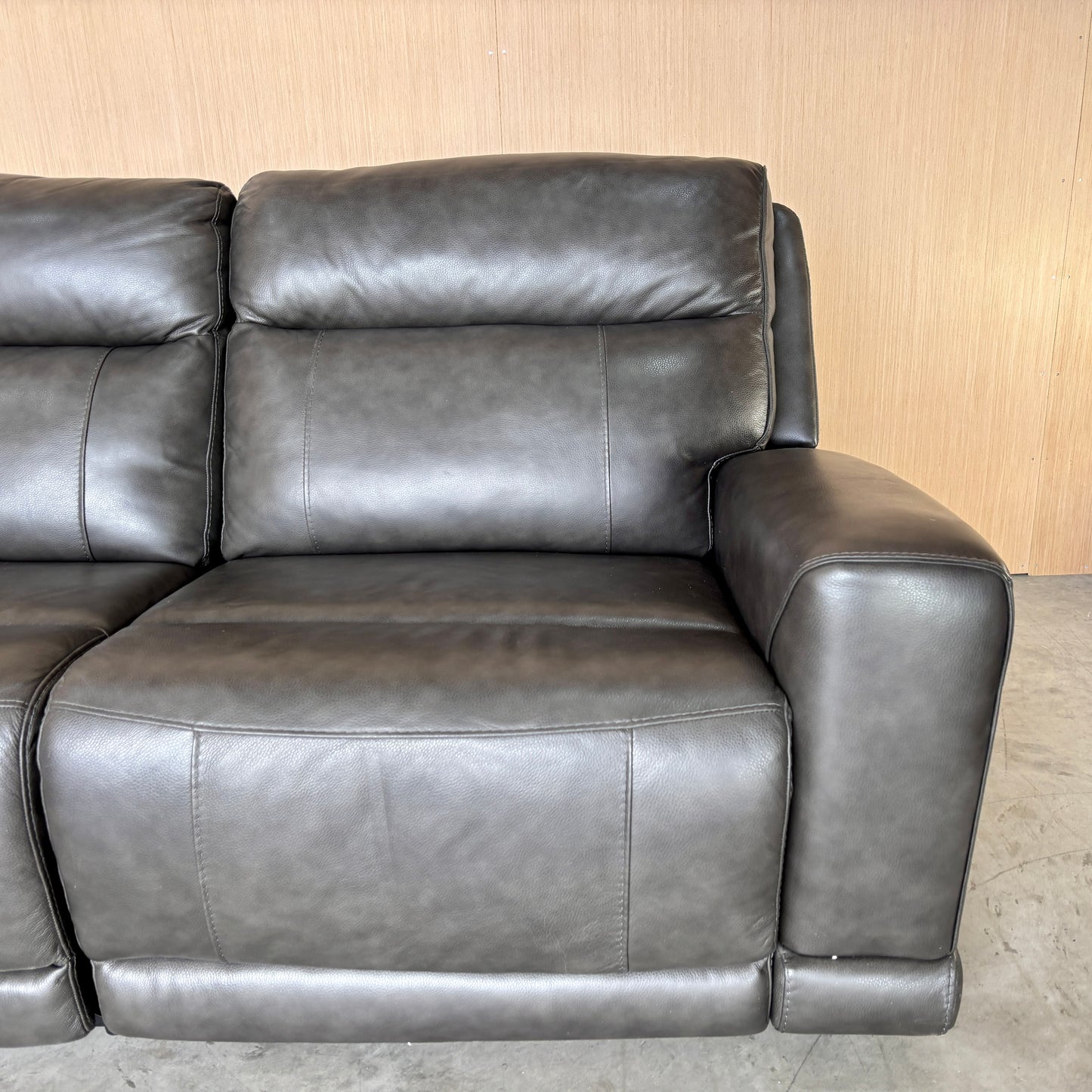 Leather Power Modular Reclining Sectional Couch with Power Headrests