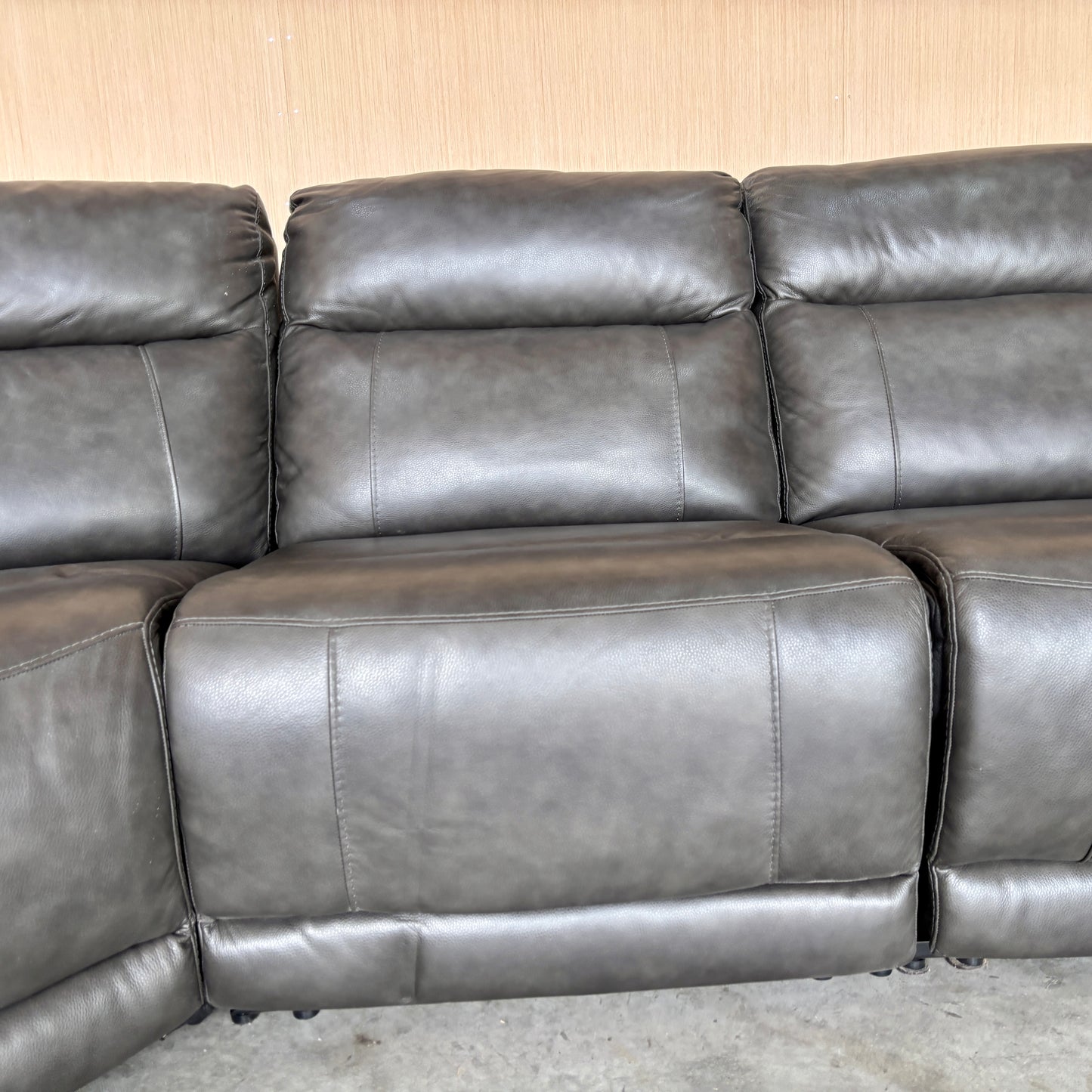 Leather Power Modular Reclining Sectional Couch with Power Headrests