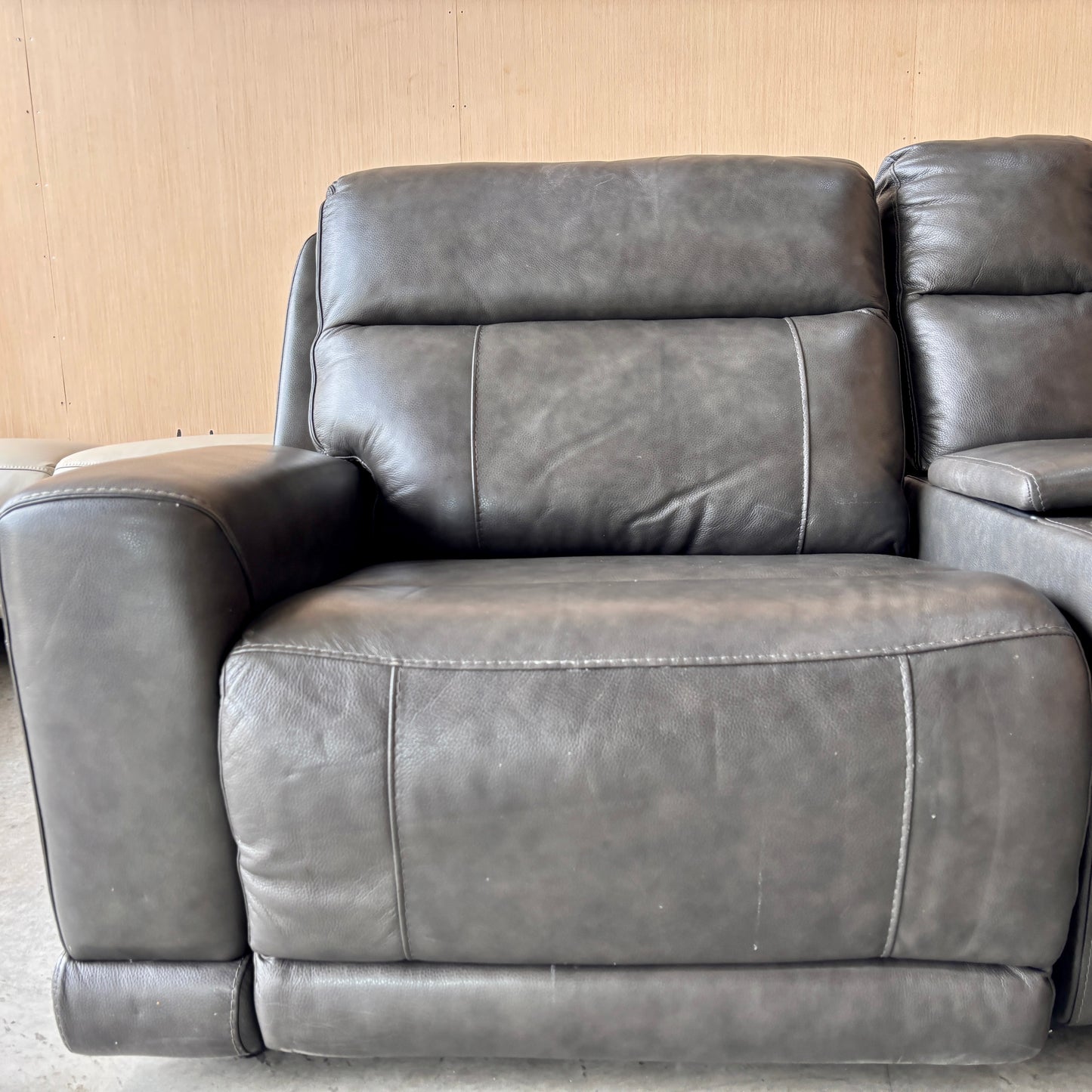 Leather Power Modular Reclining Sectional Couch with Power Headrests