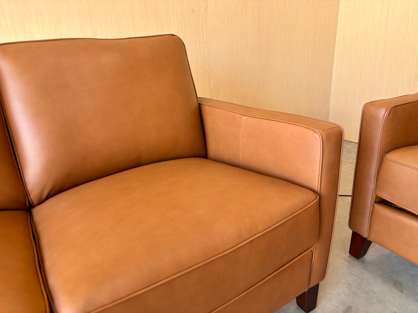 Camel Leather Couch and Loveseat Set