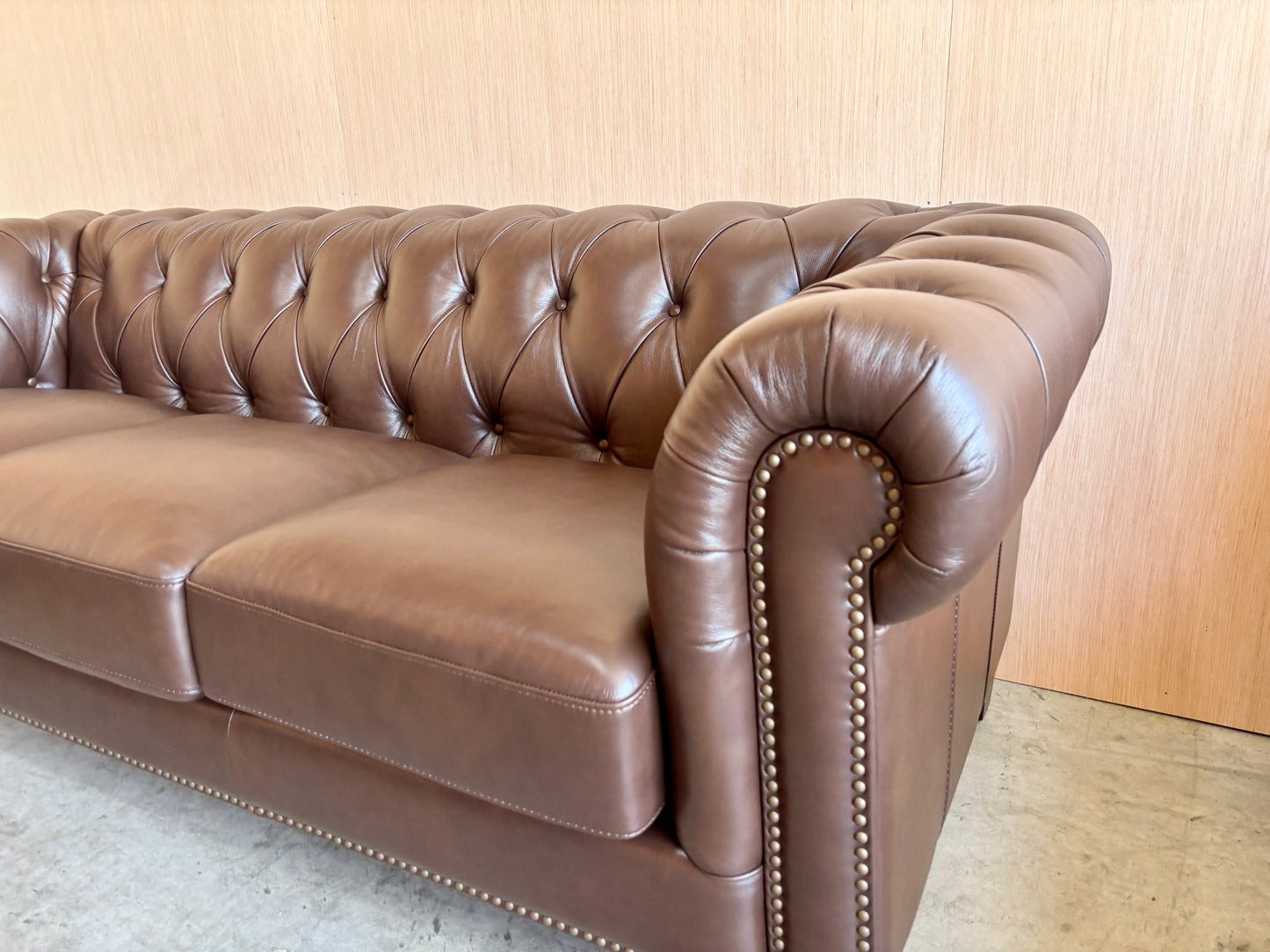 Real Leather Chesterfield Couch and Loveseat Set