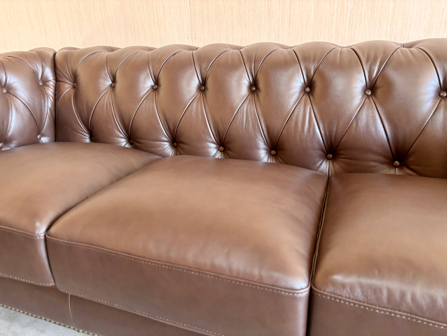 Real Leather Chesterfield Couch and Loveseat Set