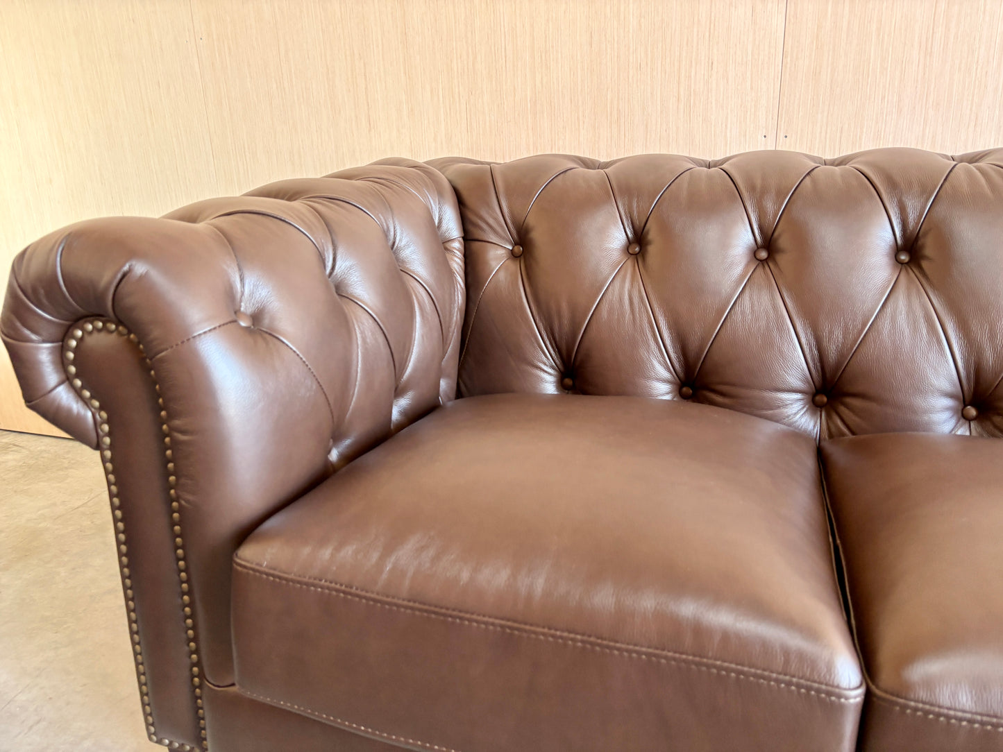 Real Leather Chesterfield Couch and Loveseat Set