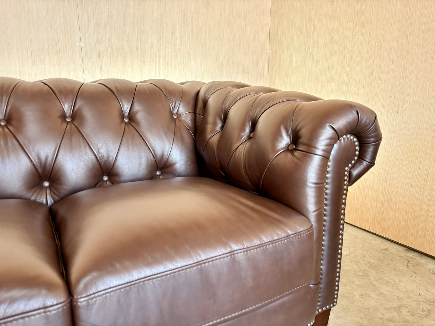 Real Leather Chesterfield Couch and Loveseat Set
