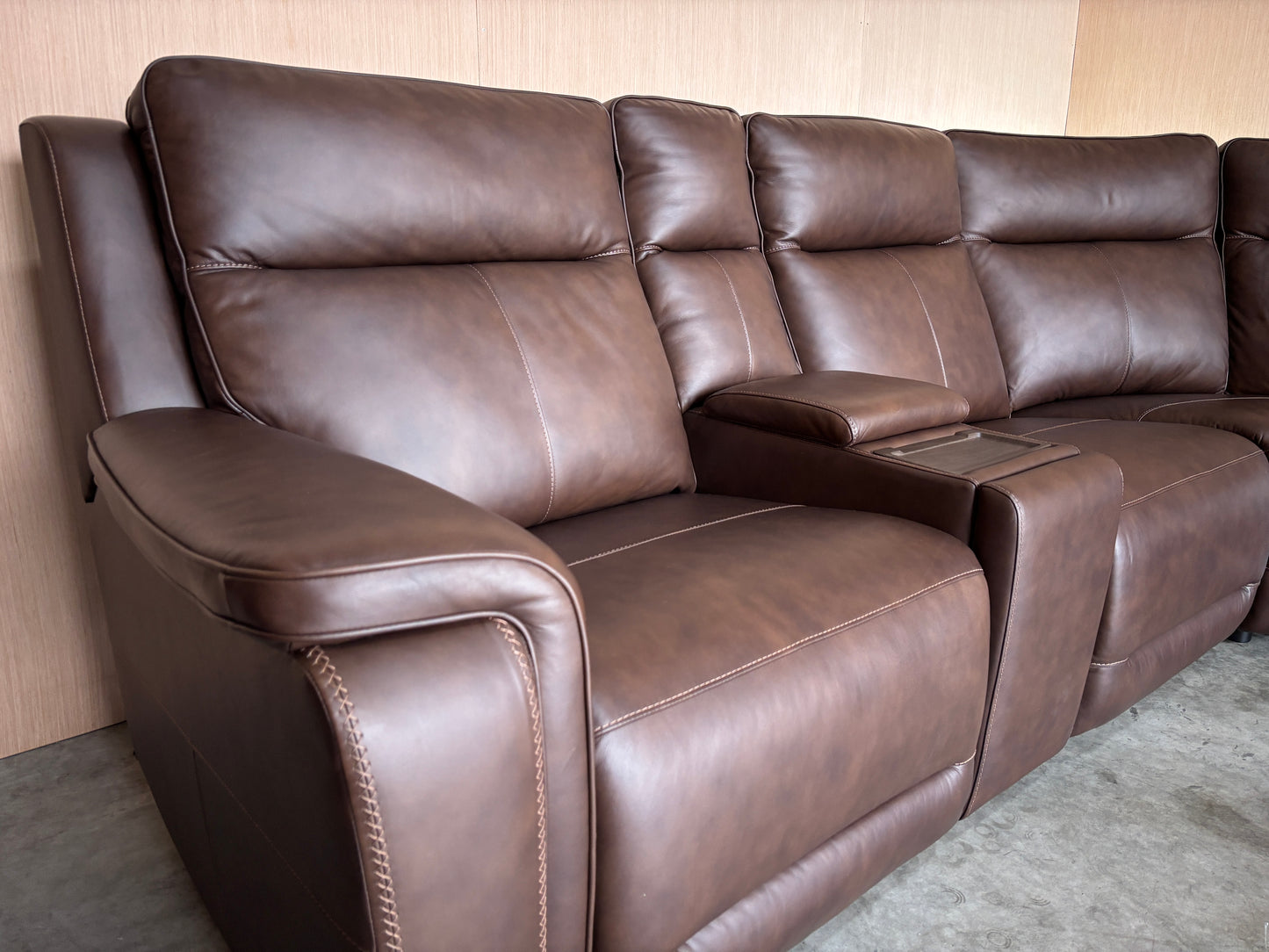 Flexsteel Italian Leather Zero Gravity Reclining Sectional with Power Headrests and Power Lumbar