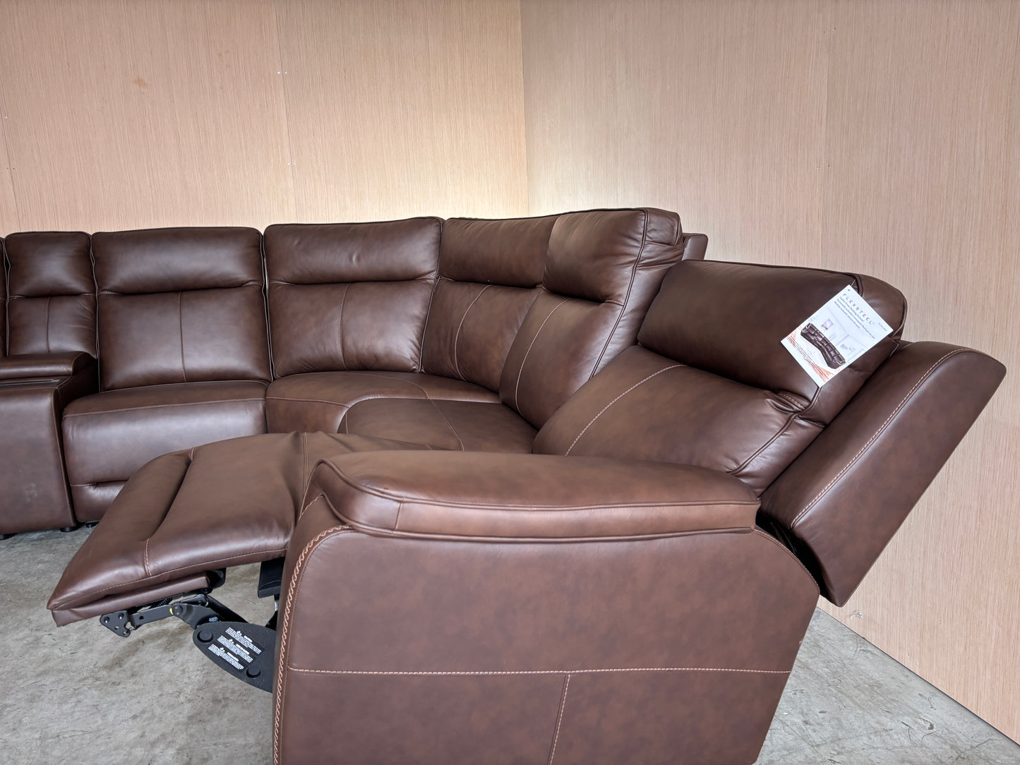 Flexsteel Italian Leather Zero Gravity Reclining Sectional with Power Headrests and Power Lumbar