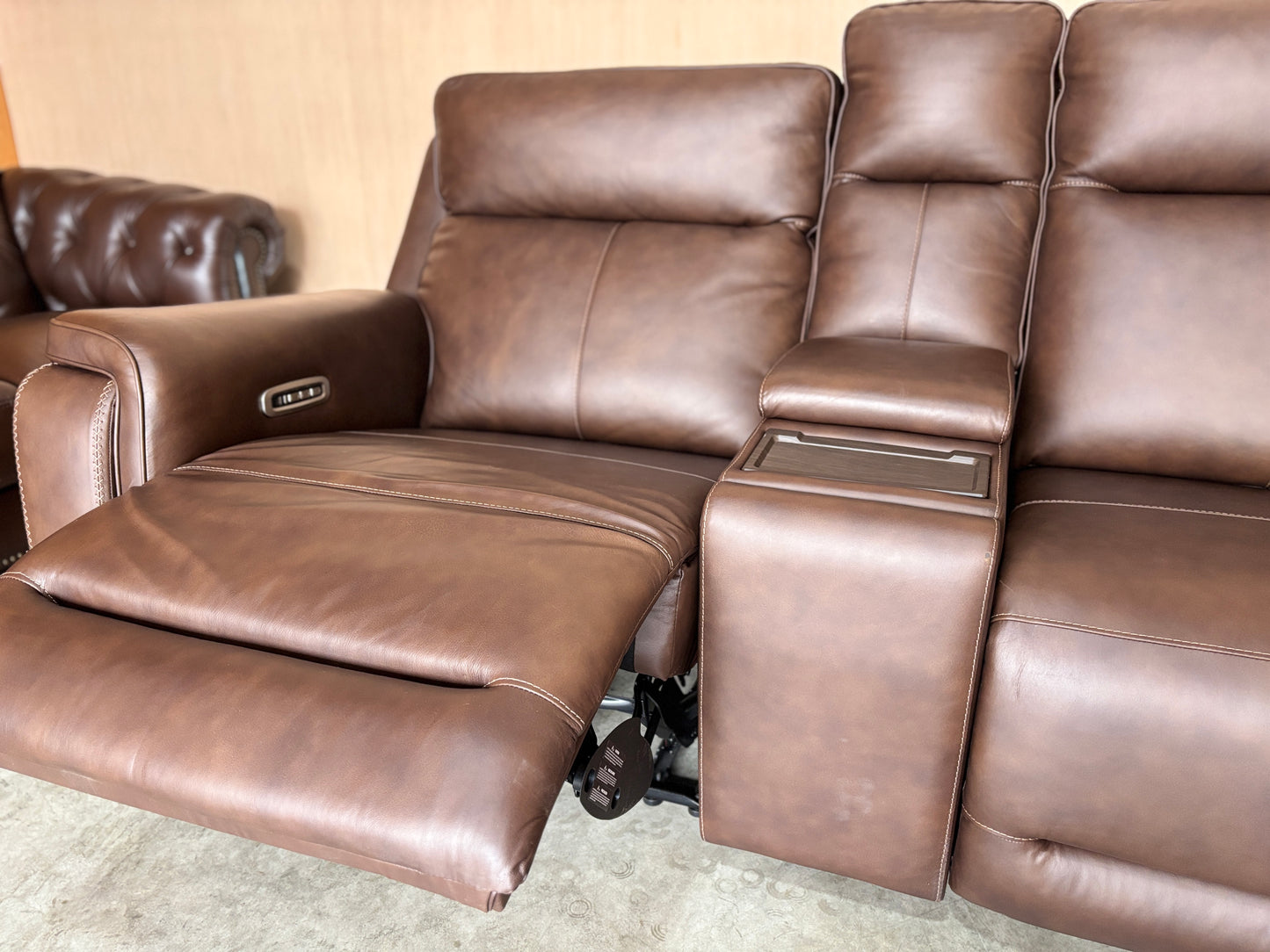 Flexsteel Italian Leather Zero Gravity Reclining Sectional with Power Headrests and Power Lumbar