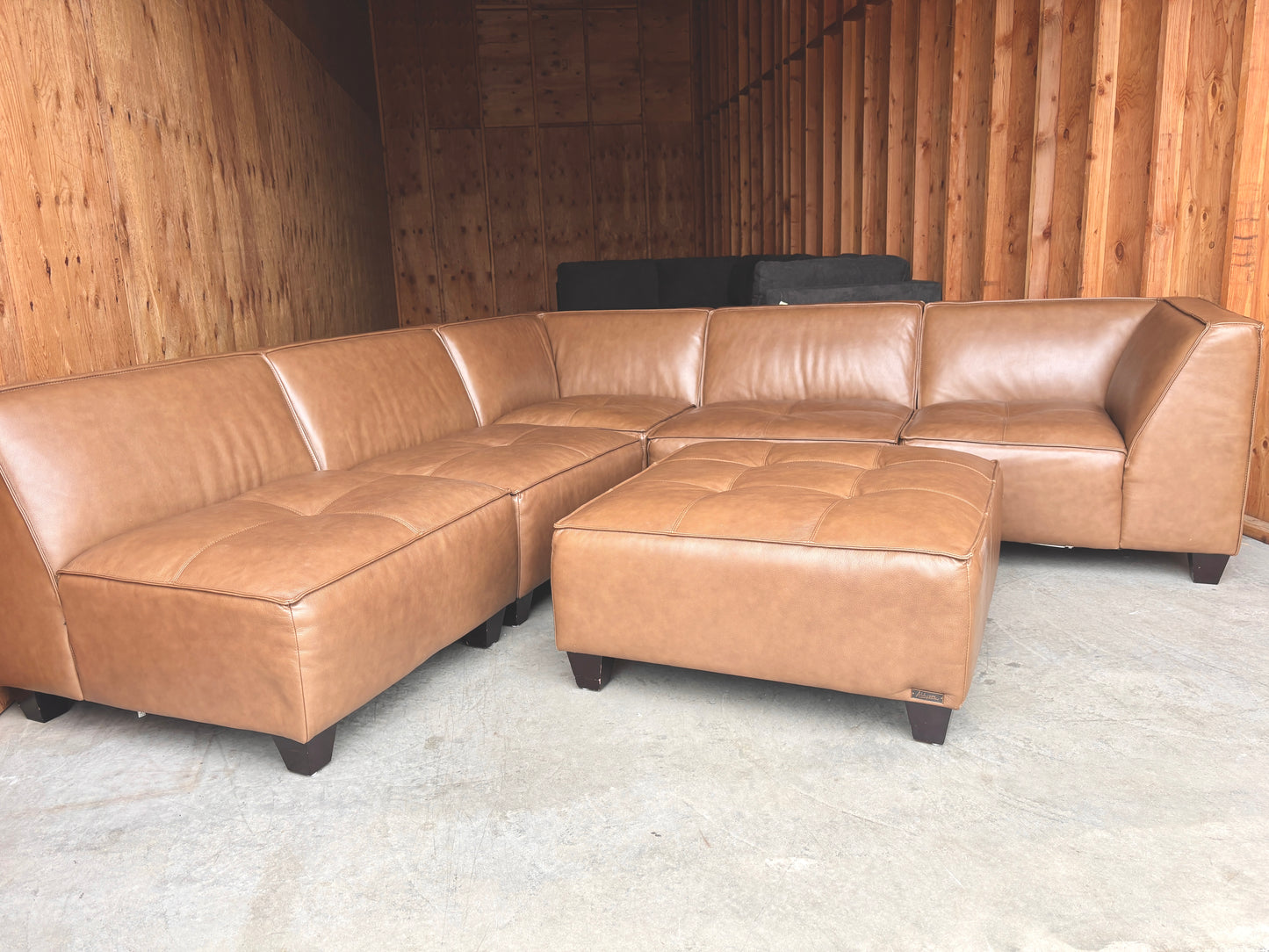 Leather Modular Sectional with Ottoman