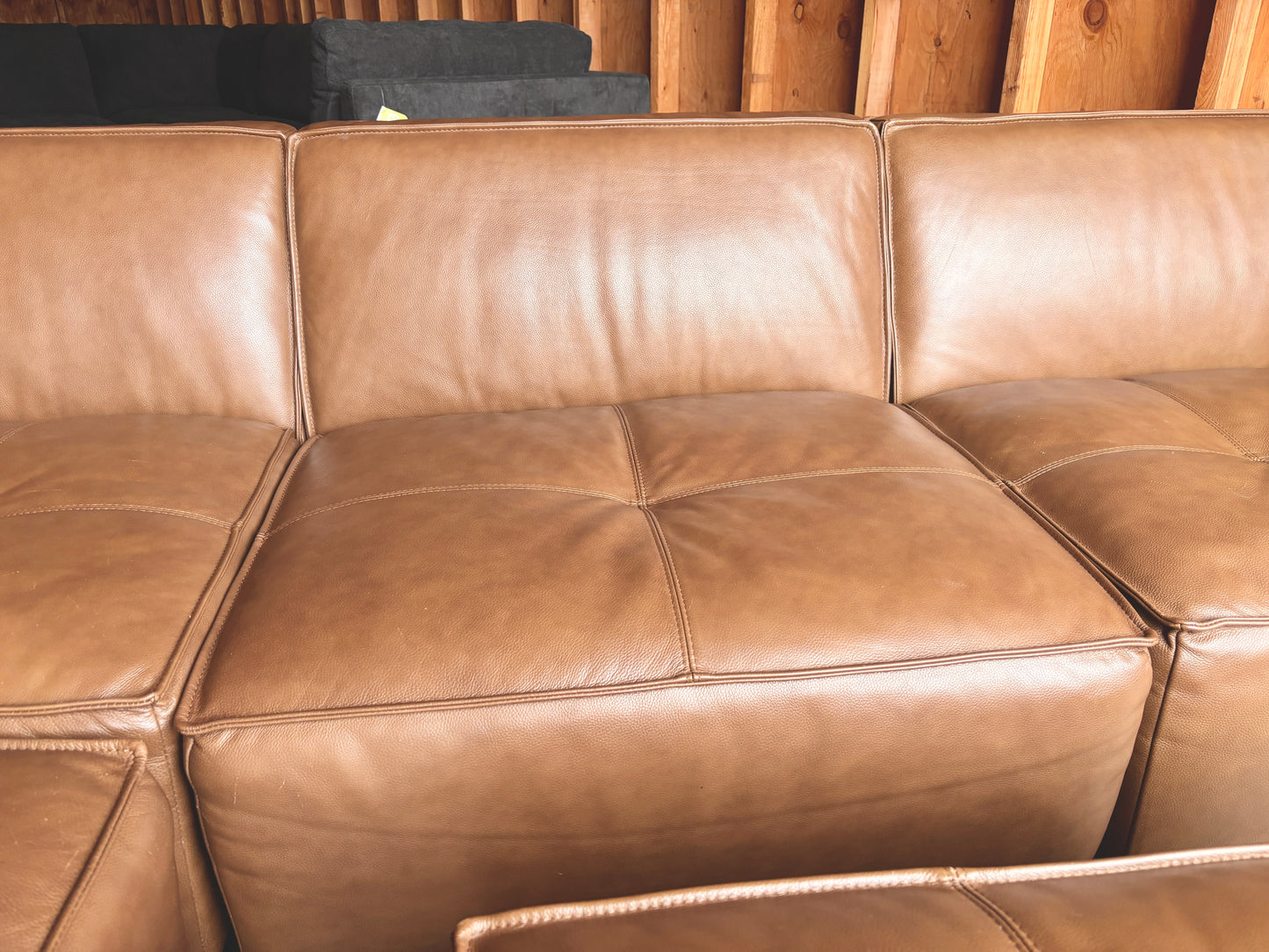 Leather Modular Sectional with Ottoman