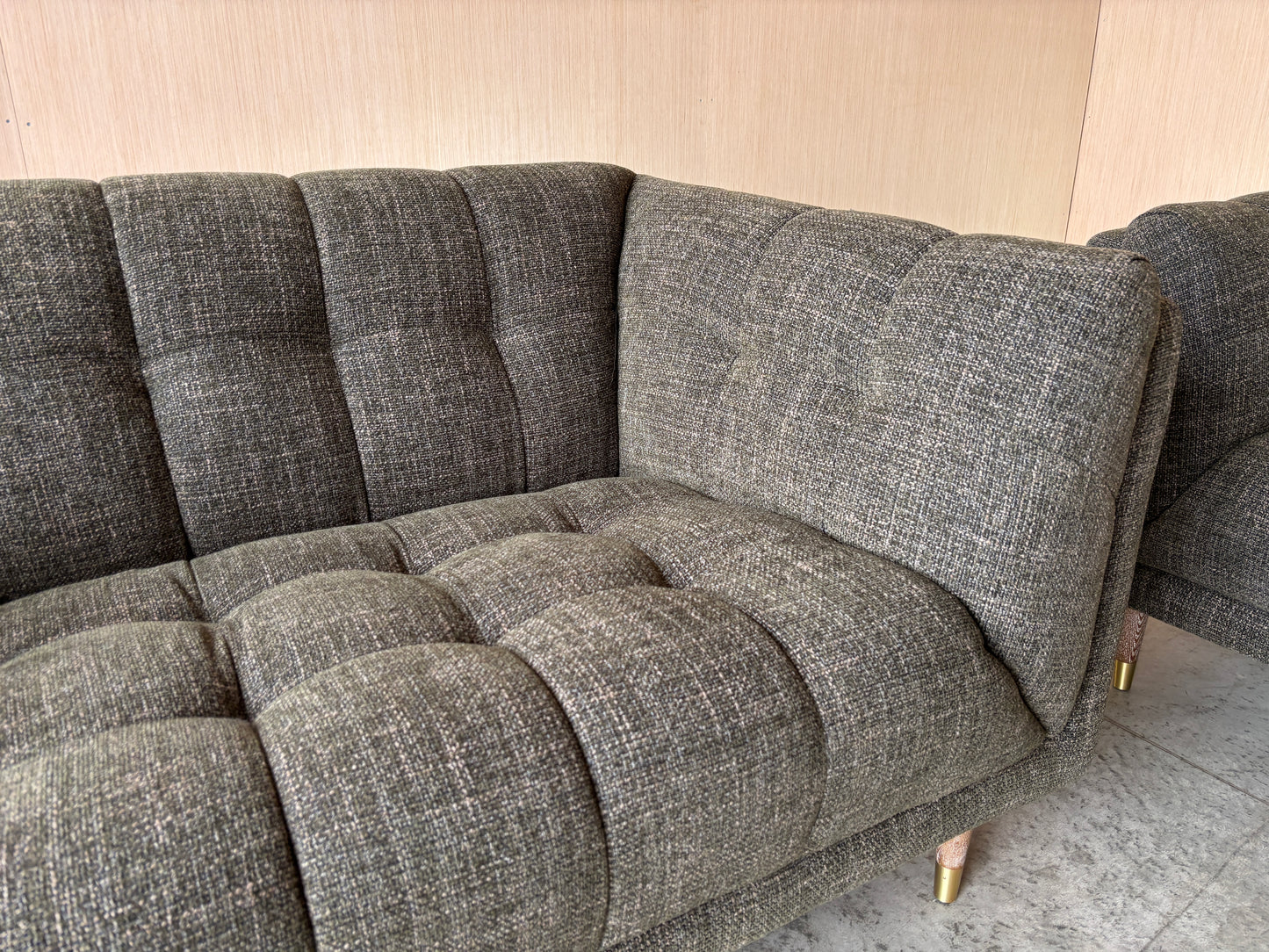 MCM Chesterfield Fabric Sofa Couch and Loveseat Set