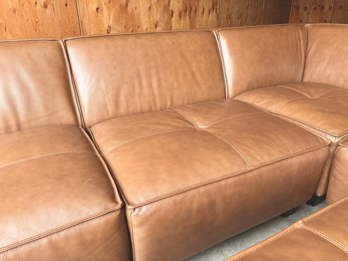 Leather Modular Sectional with Ottoman