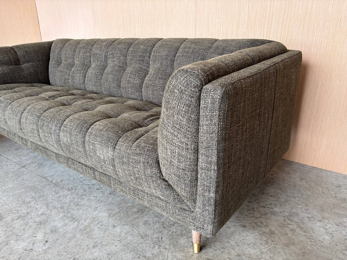MCM Chesterfield Fabric Sofa Couch and Loveseat Set