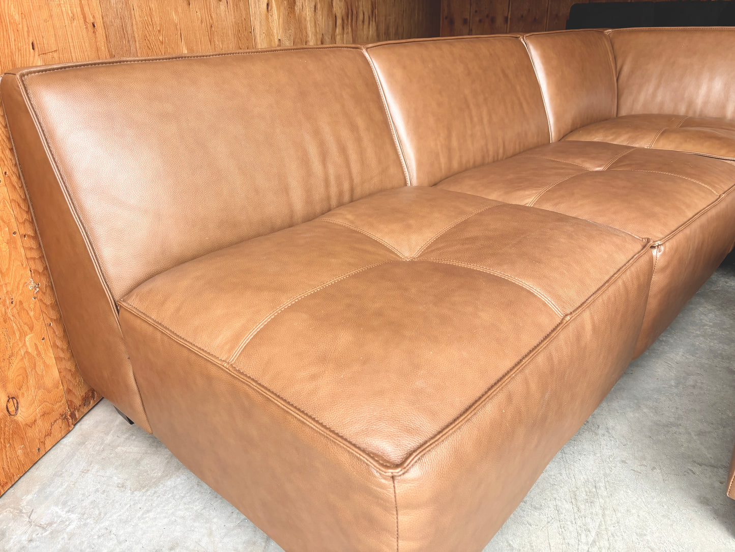 Leather Modular Sectional with Ottoman