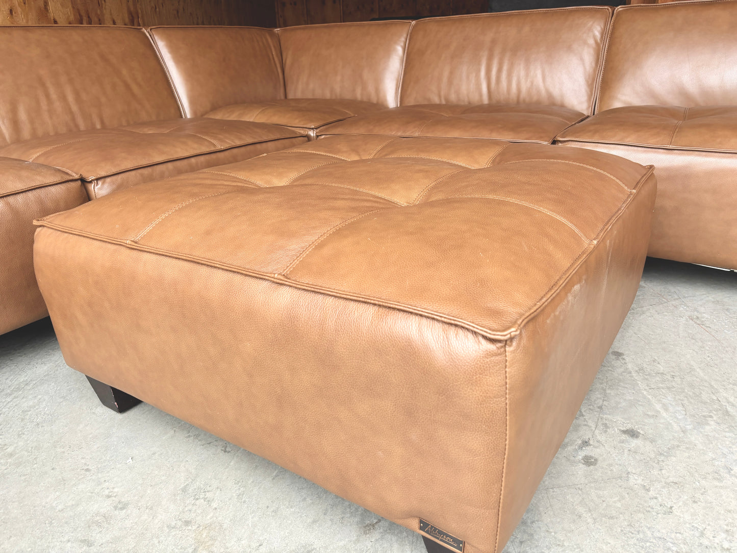 Leather Modular Sectional with Ottoman
