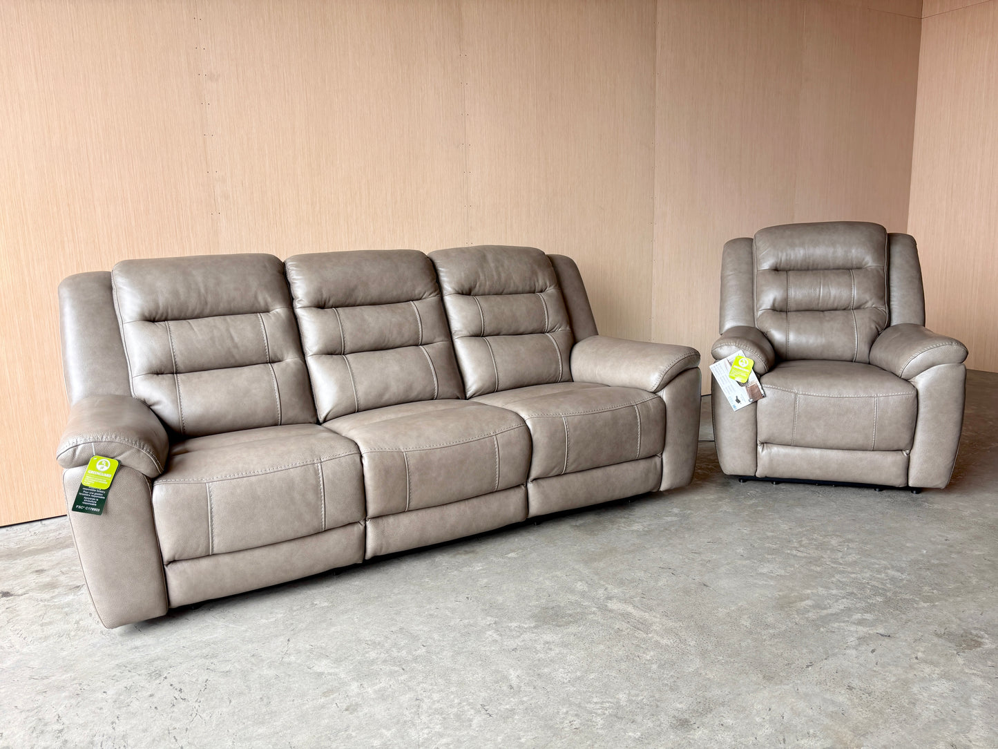Leather Power Recliner Couch and Chair with Power Headrest
