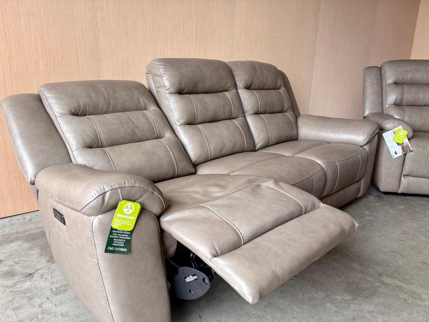Leather Power Recliner Couch and Chair with Power Headrest