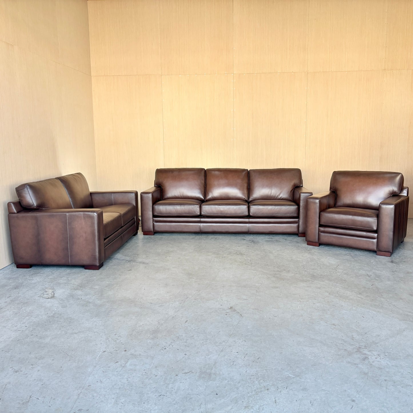 Real Leather Couch Set - Couch, Loveseat, and Chair