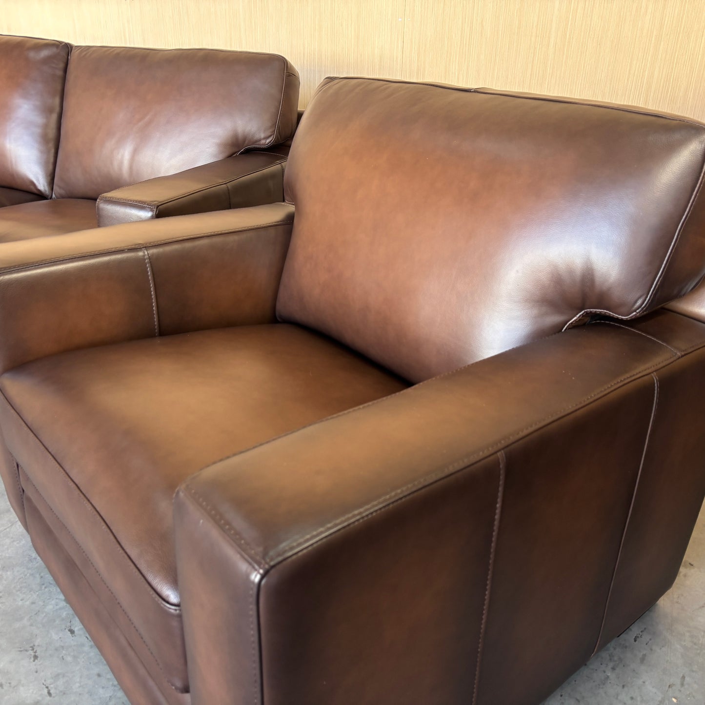 Real Leather Couch Set - Couch, Loveseat, and Chair