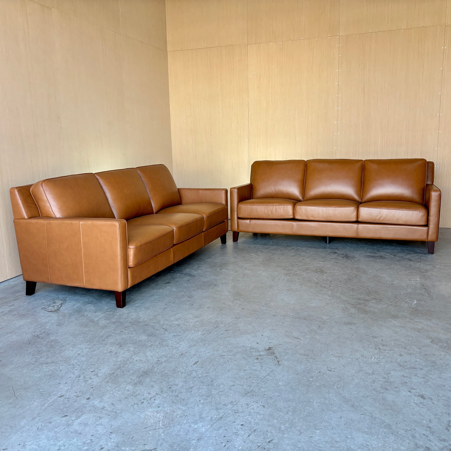 Camel Leather Couch Set