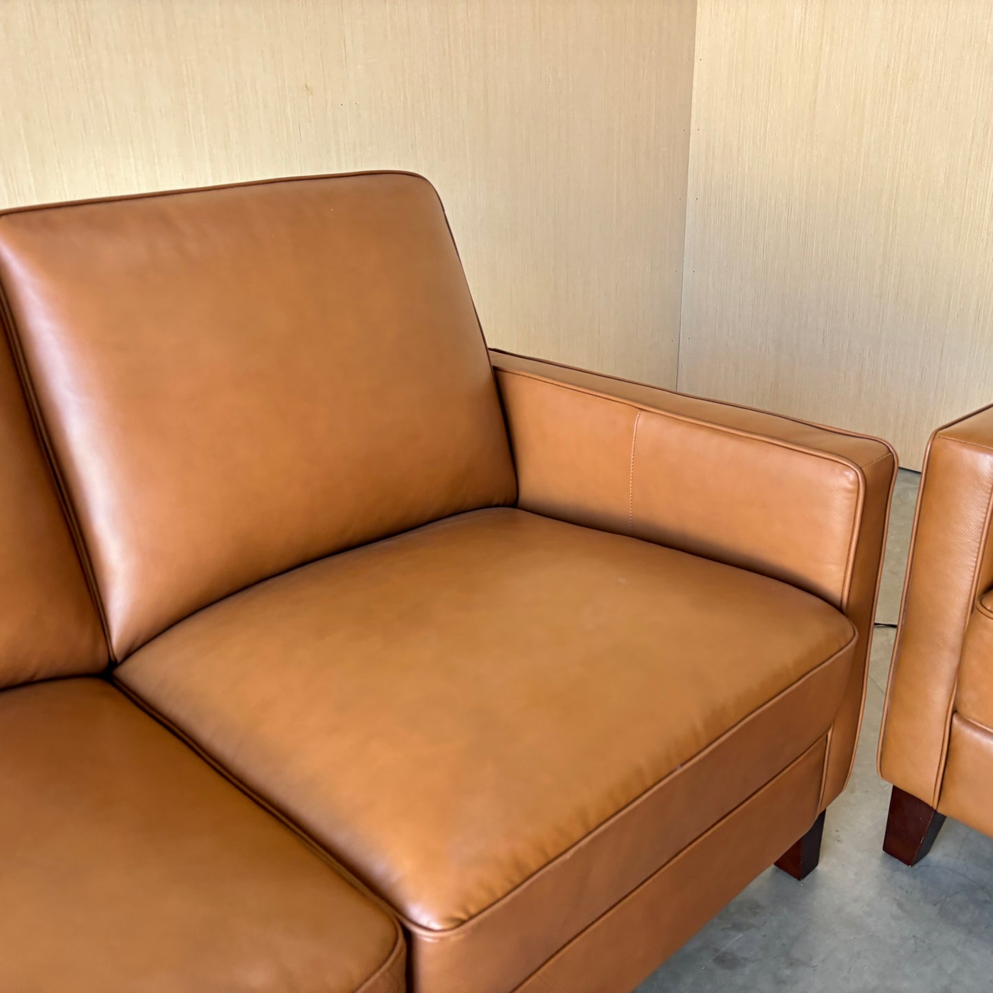 Camel Leather Couch Set