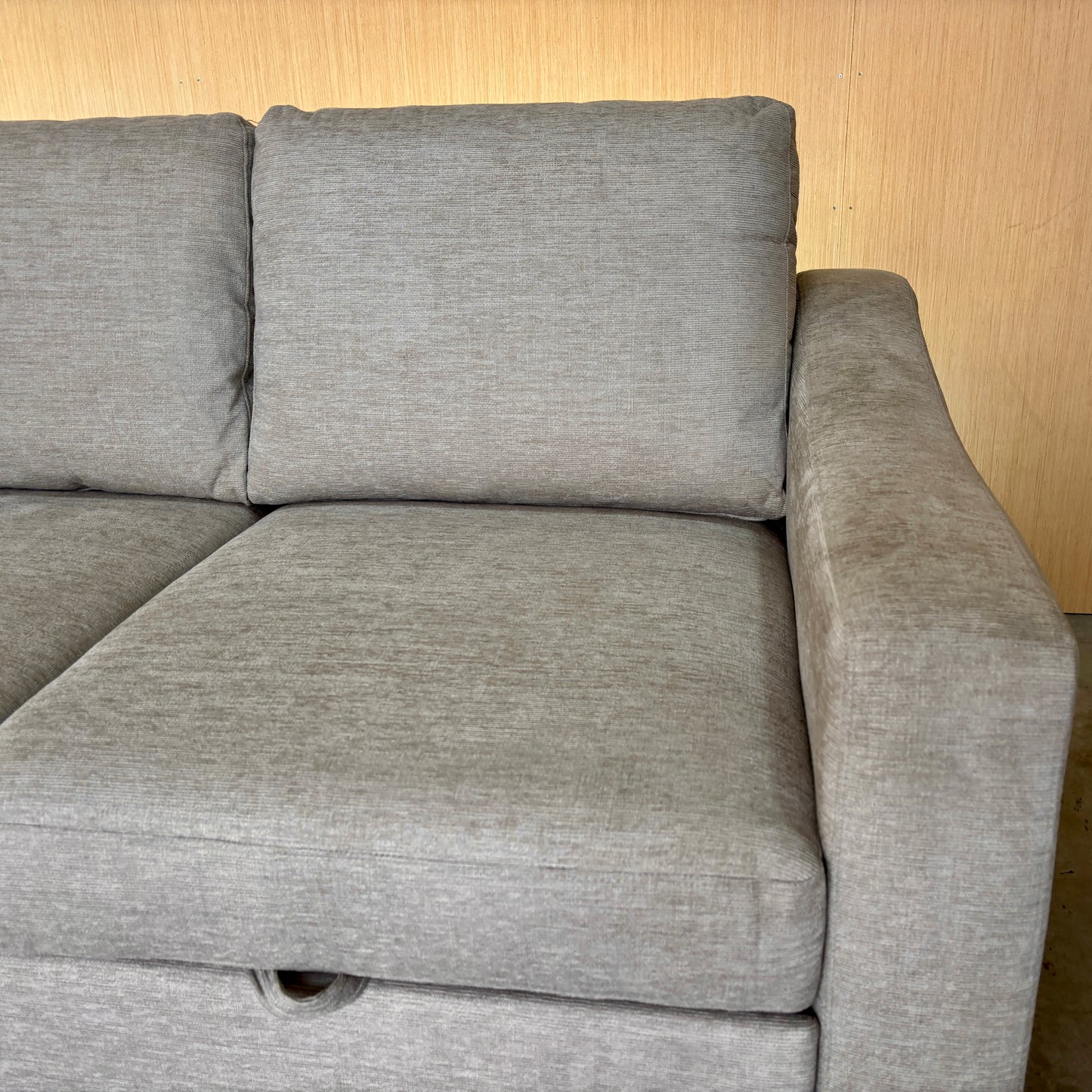 Beige Fabric Sleeper Sofa with Reversible Chaise and Storage