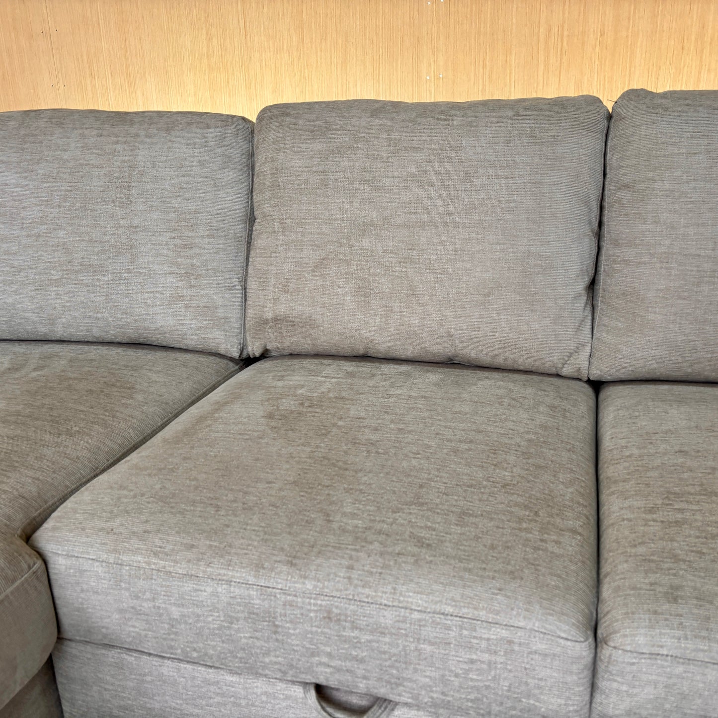 Beige Fabric Sleeper Sofa with Reversible Chaise and Storage