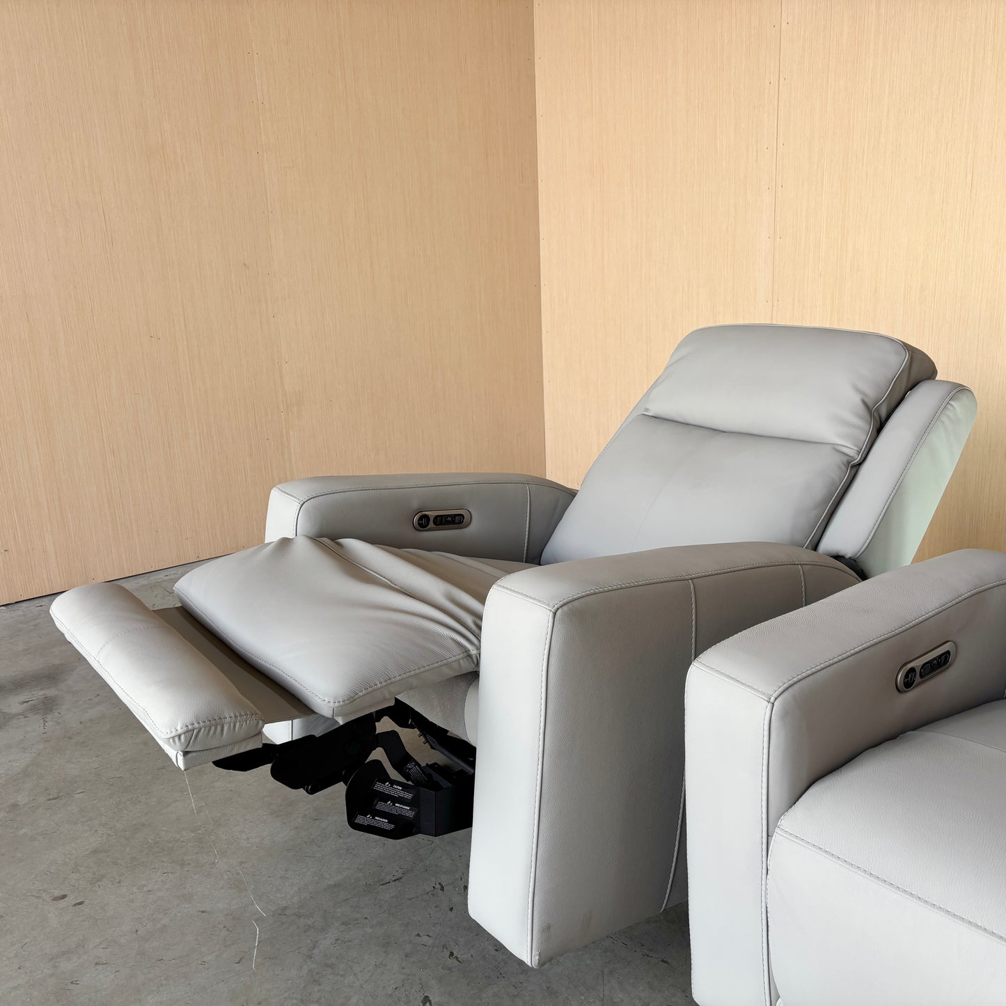 Grey Power Leather Recliner Set with Power Headrest