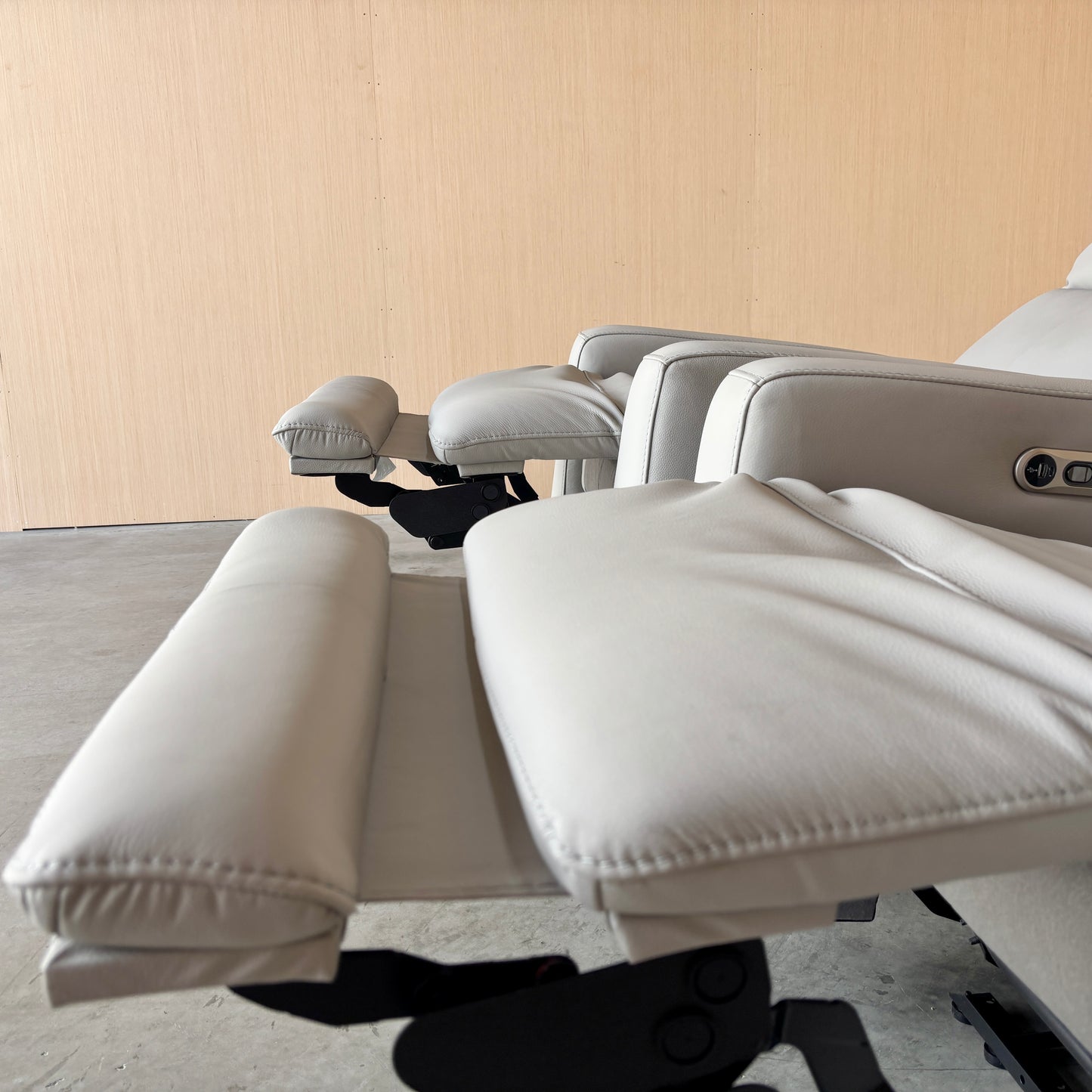 Grey Power Leather Recliner Set with Power Headrest