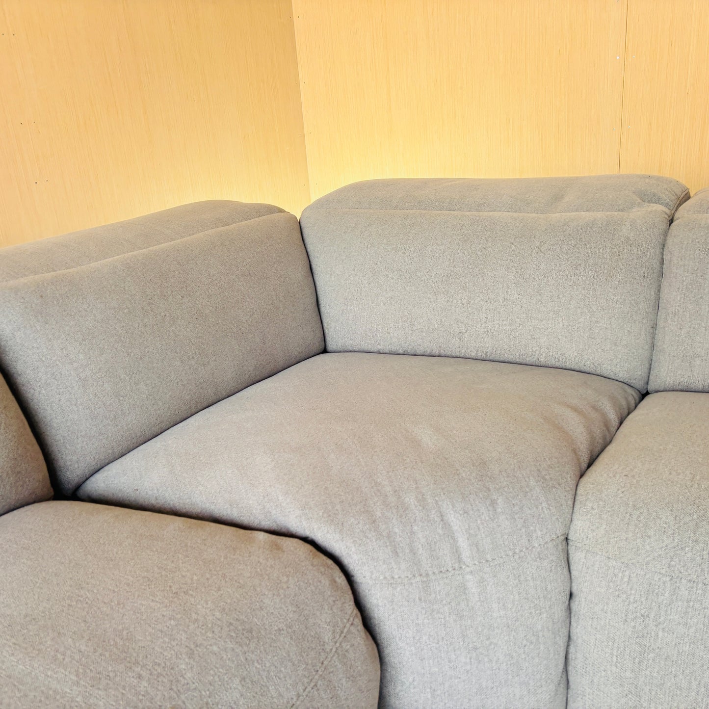 Gray 5-piece Power Reclining Fabric Sectional with 3 Power Headrests