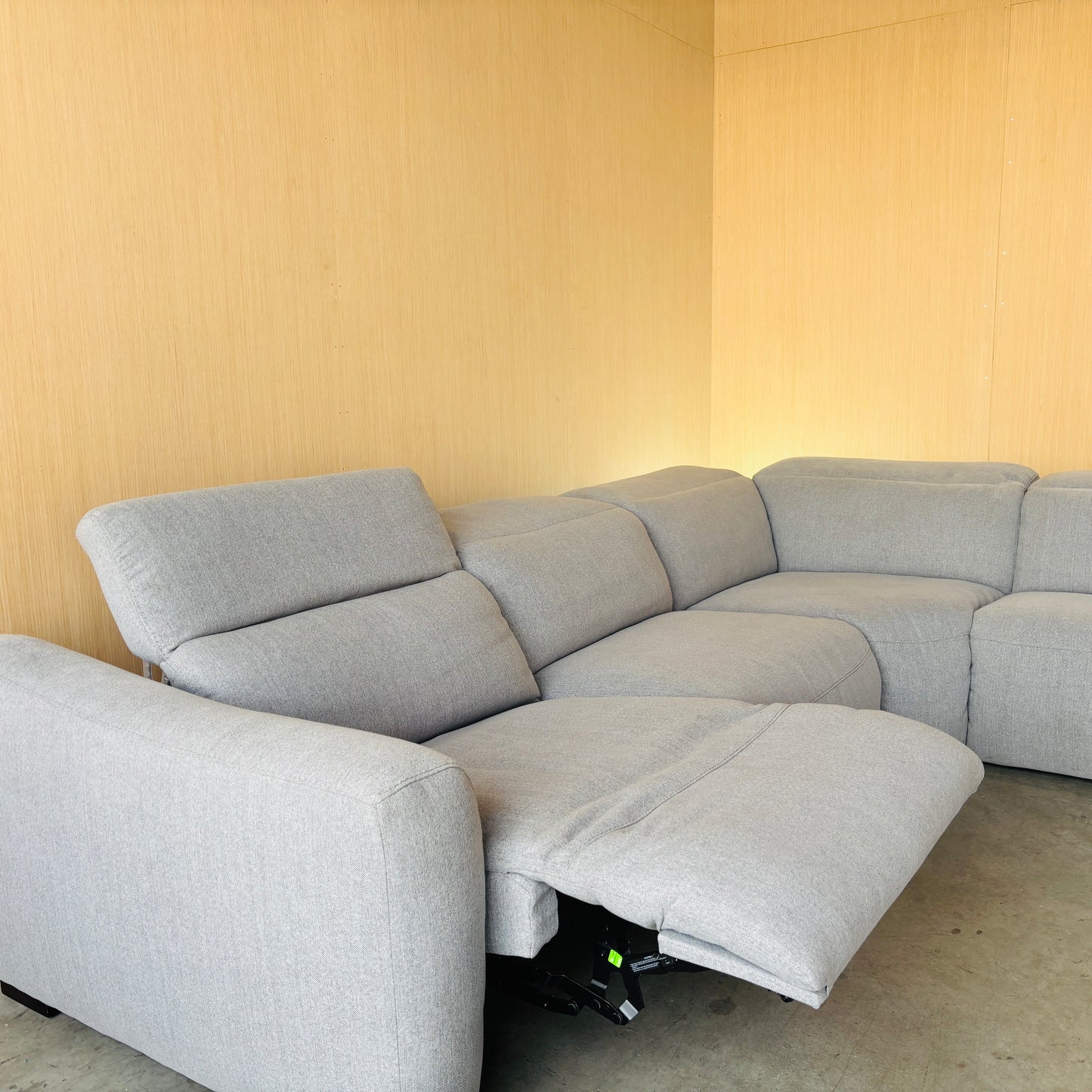 Gray 5-piece Power Reclining Fabric Sectional with 3 Power Headrests