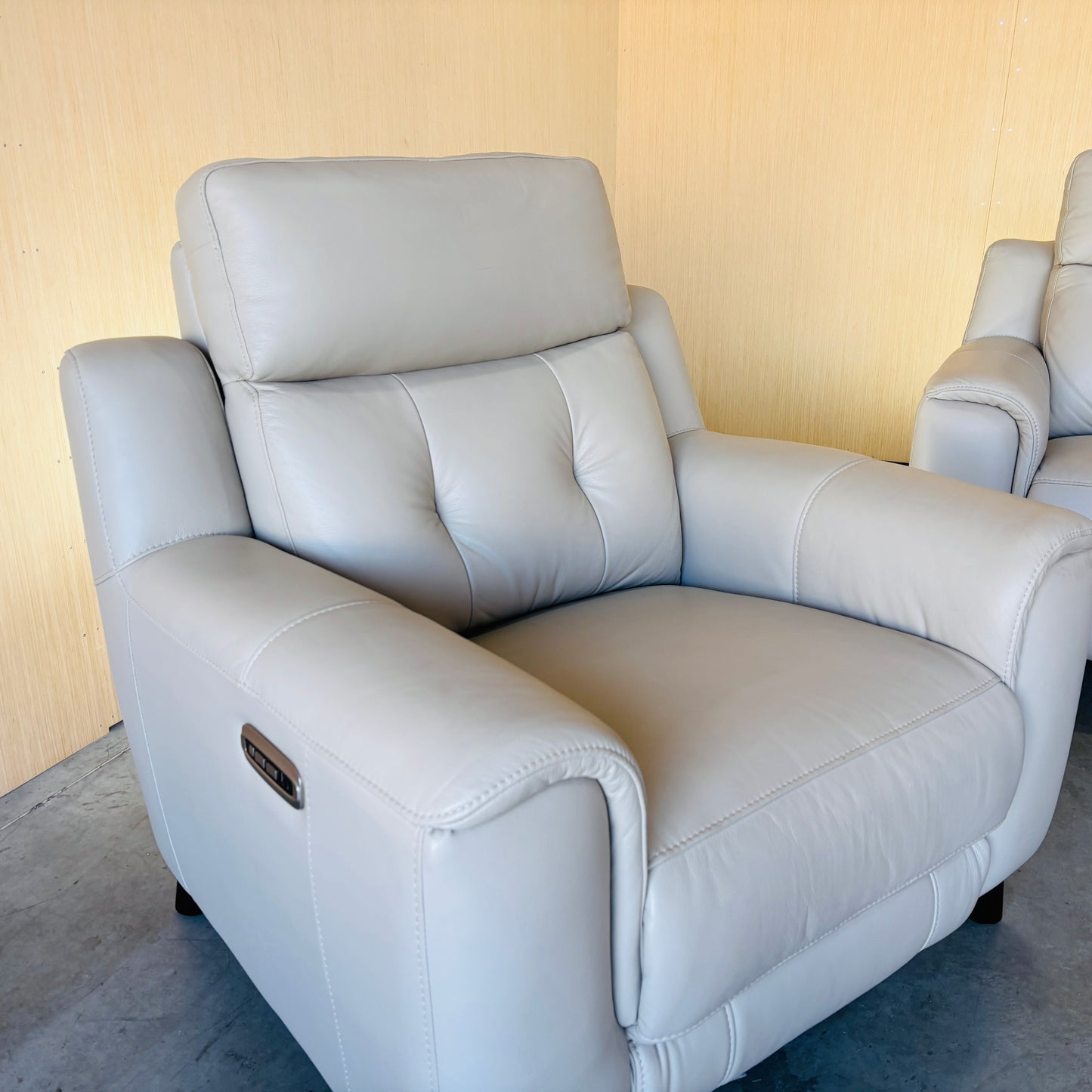 Real Leather Reclining Couch and Chair Set