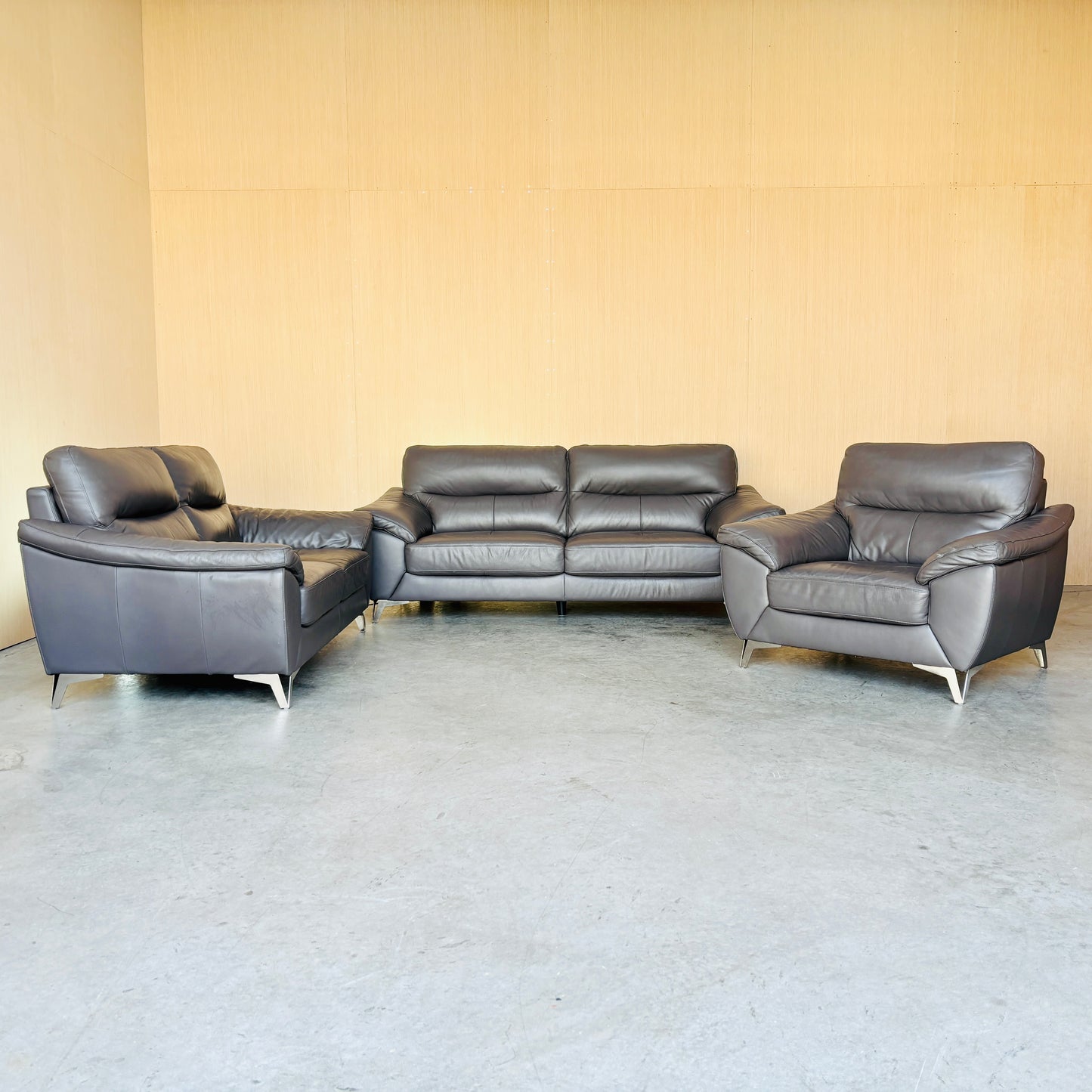 Real Leather Couch, Loveseat, and Chair
